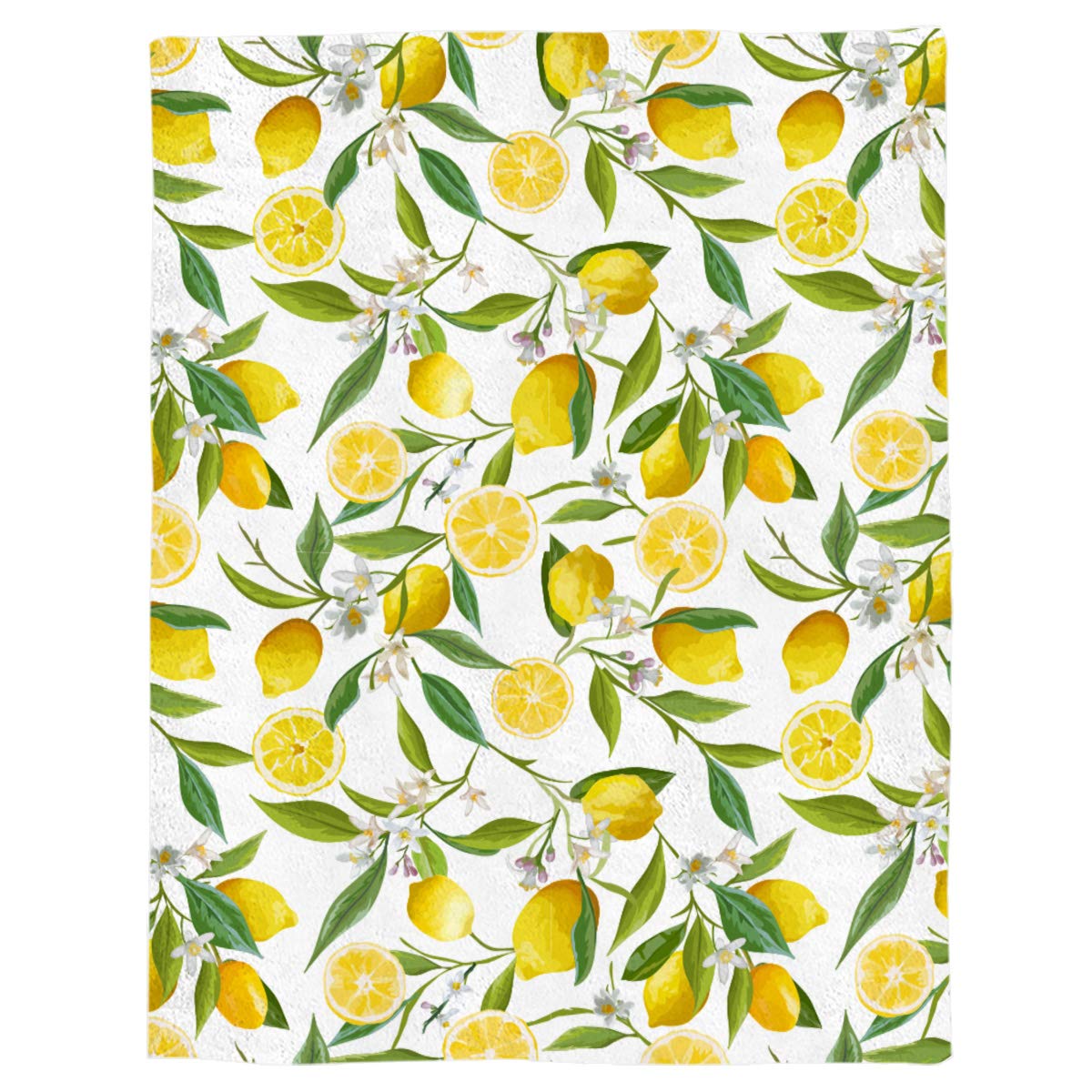 Greeeen Plush Fleece Throw Blanket - Ultra Soft & Warm Reversible Blanket for Bed, Couch, Sofa - 49x79 Inch Cozy Lemon Decor - Perfect for Home, Office & Travel
