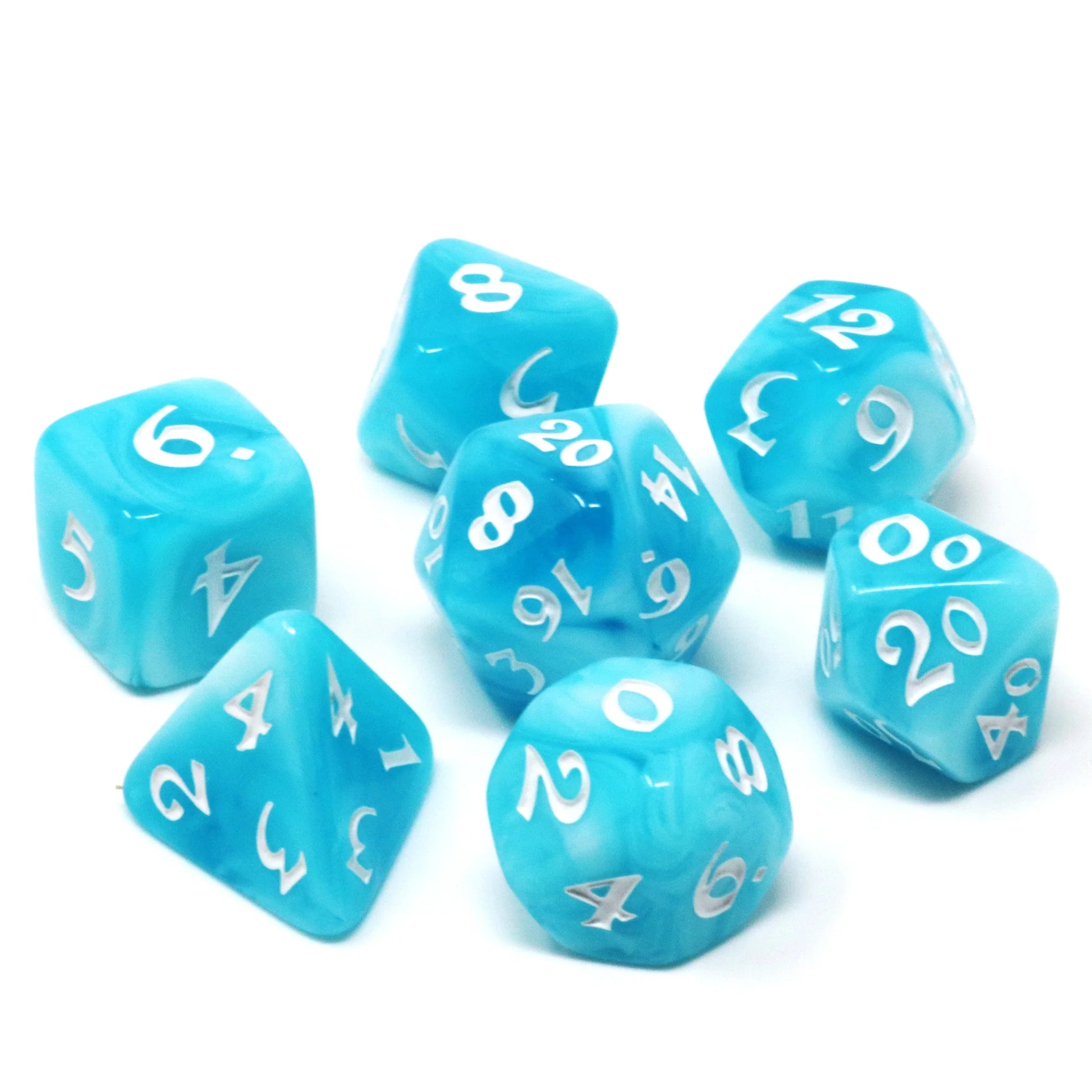 7-Piece RPG Dice Set - Glacial Gale Blue Polyhedral Dice for Dungeons & Dragons, Pathfinder & Tabletop Gaming - Perfect for D&D Campaigns, RPG Nights & Gift Giving