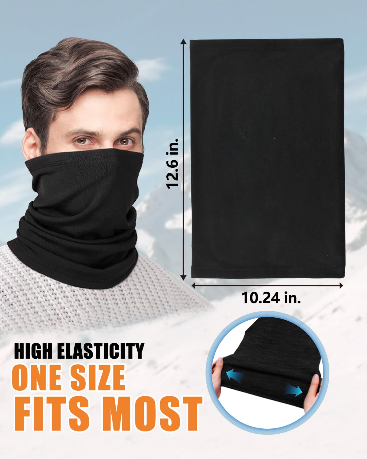 Fleece Neck Gaiter for Men & Women - Windproof Winter Face Cover & Ski Mask - Cold Weather Accessory for Outdoor Activities, Skiing, Snowboarding & Hiking