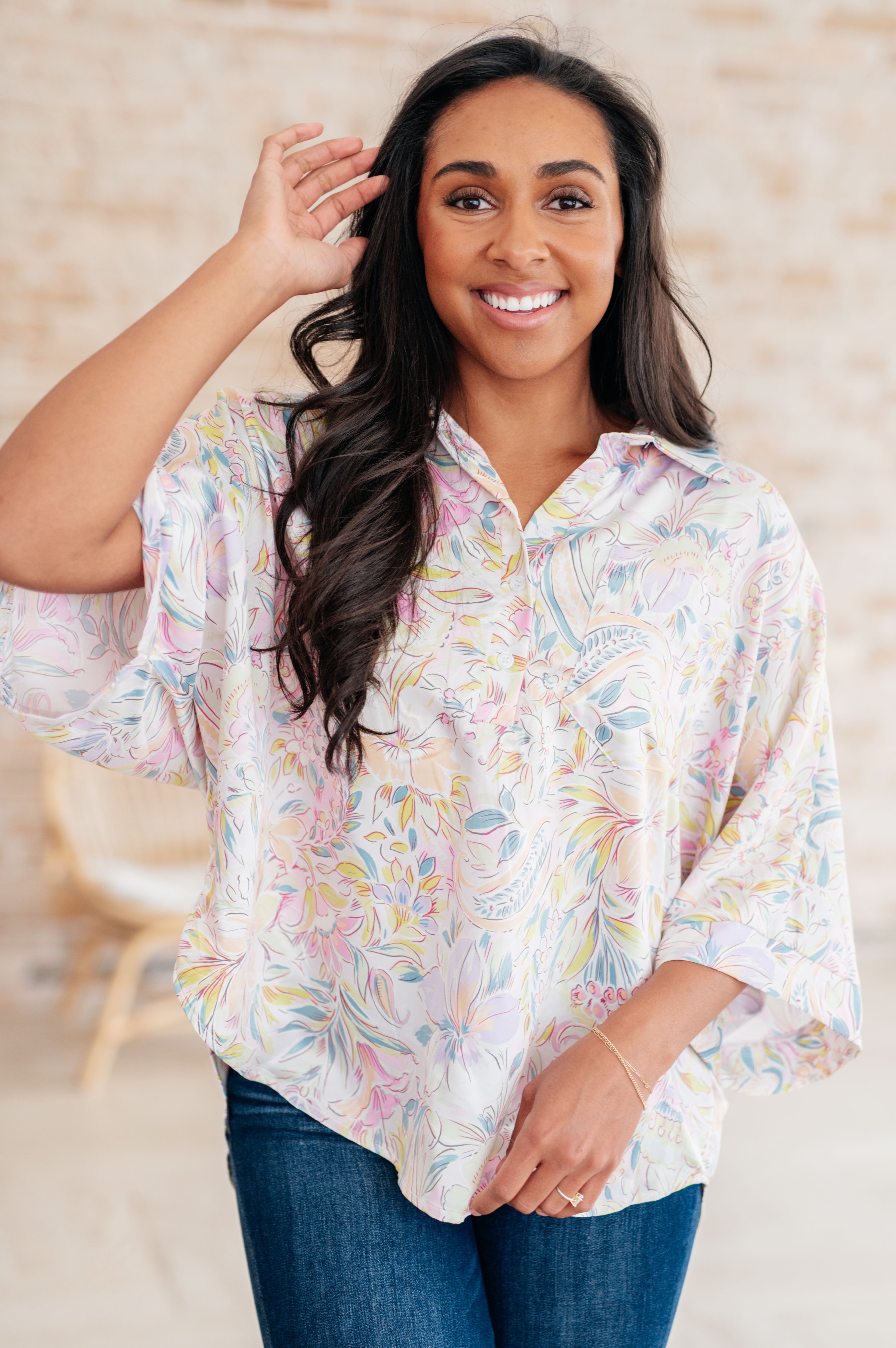 Blissful Botanicals Blouse - Women's Floral Print Boho Blouse for Casual & Summer Wear | Perfect for Beach, Vacation & Everyday Outfits