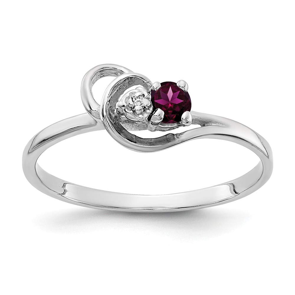 14K White Gold 3mm Rhodolite Garnet January Birthstone Diamond Engagement Ring for Women - Perfect for Proposals, Anniversaries & Special Occasions