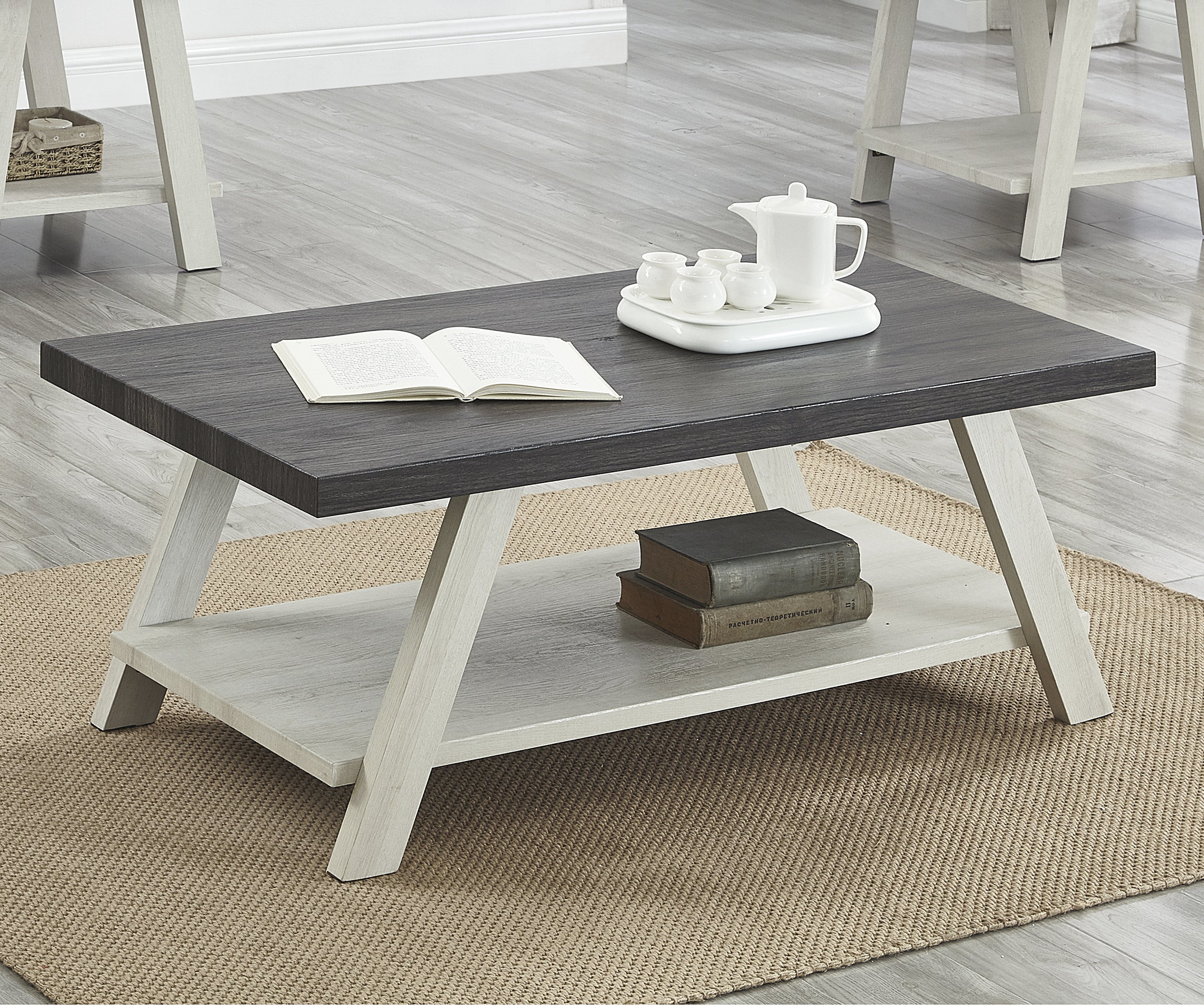 Roundhill Furniture Athens Contemporary Replica Wood Shelf Coffee Table - Modern Living Room Centerpiece for Home Decor & Entertainment Spaces