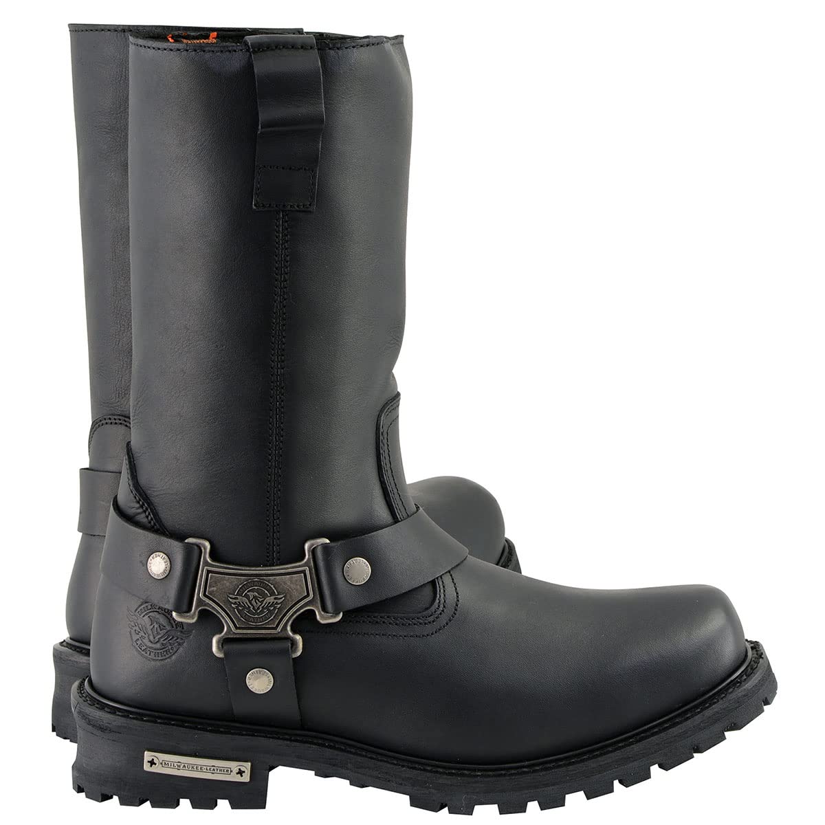 Milwaukee Leather Men's Waterproof Harness Square Toe Work Boots - Black, Size 8.5W/11