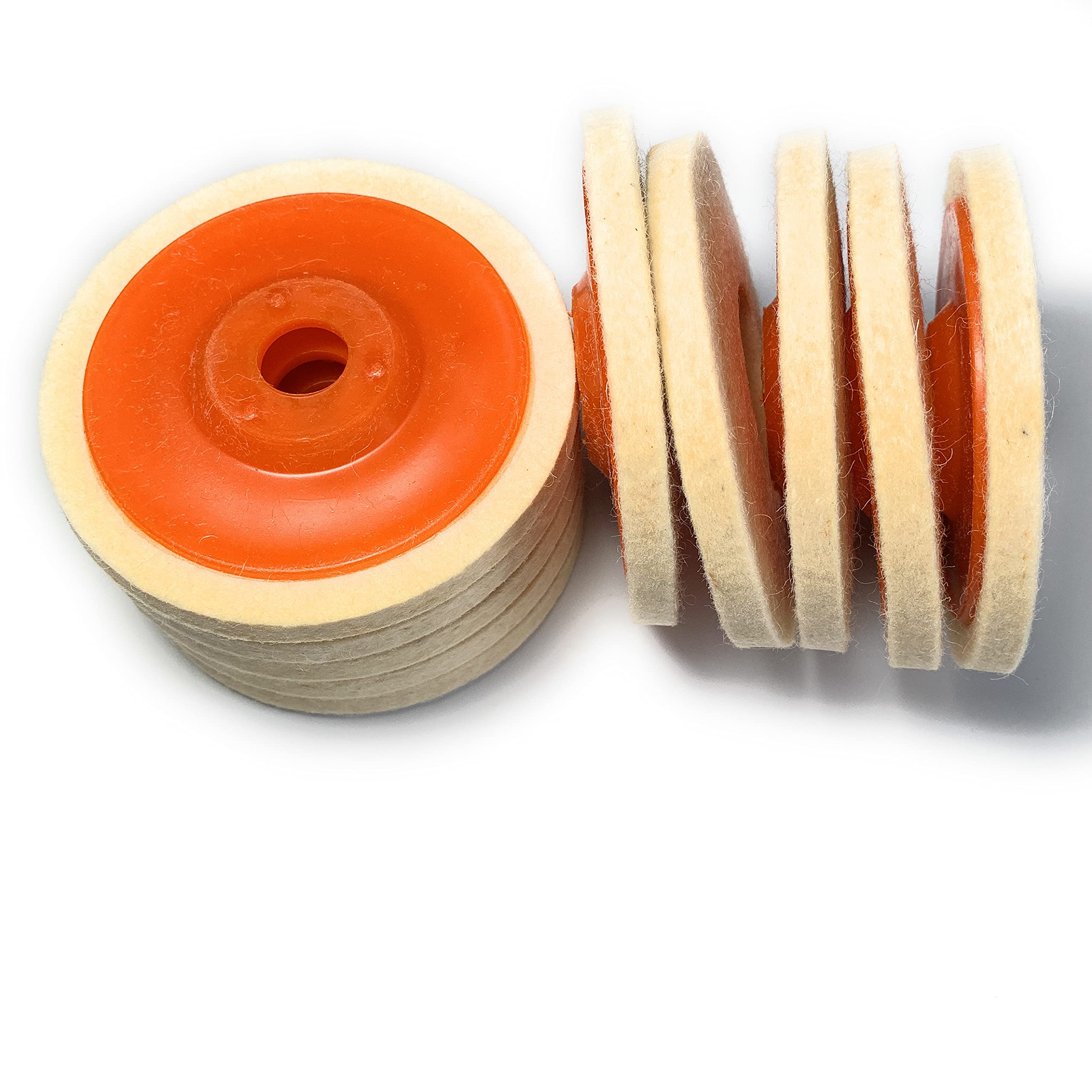 10 Pack 4 Inch Wool Felt Polishing Buffing Wheels for Angle Grinder - Premium Felt Disc Pads for Metal, Jewelry & Wood Polishing - Perfect for DIY, Automotive & Craft Projects