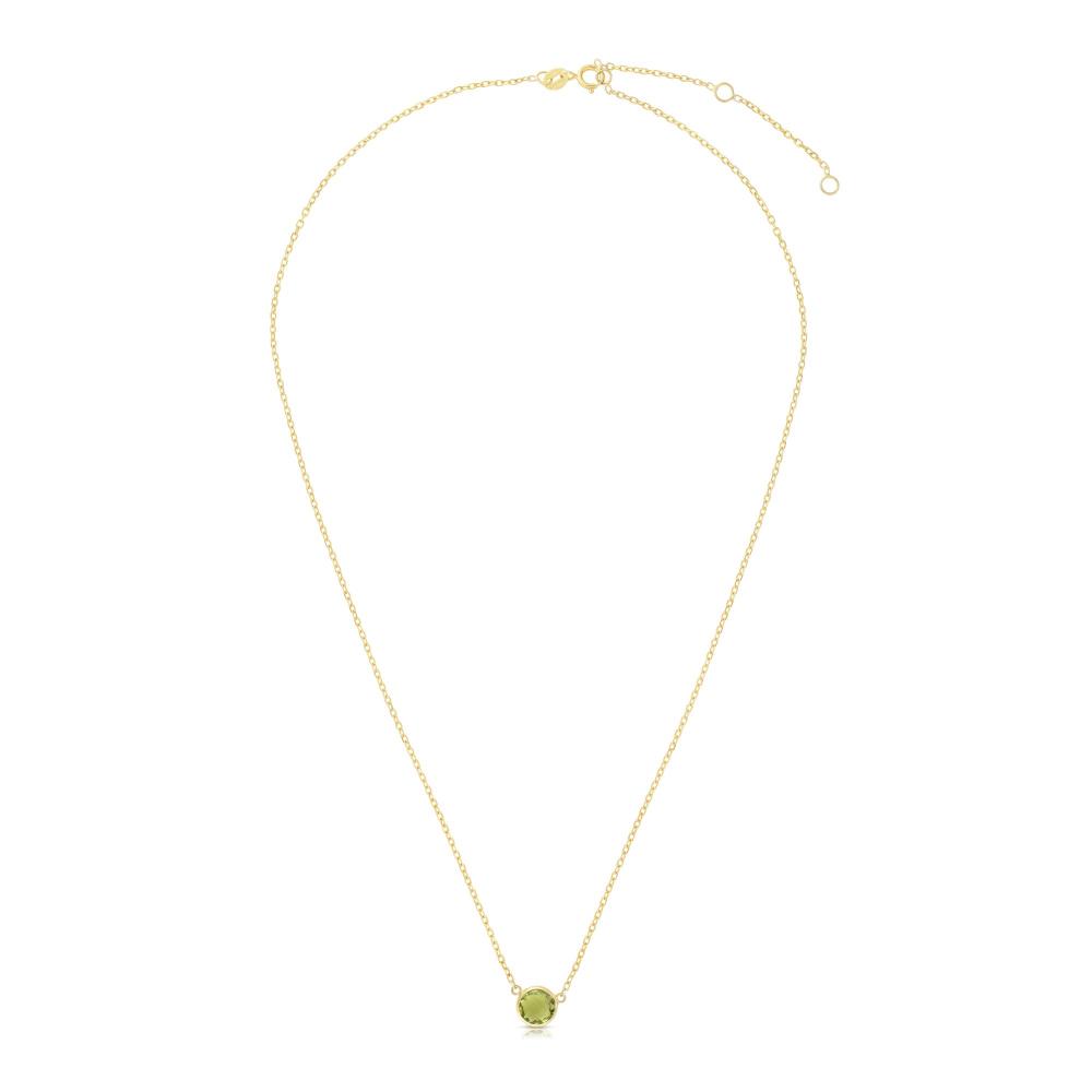 14K Gold Peridot Solitaire Necklace for Women - Dainty Birthstone Jewelry Gift for Mom, Wife, Anniversary - Perfect for Valentine's Day, Mother's Day & Special Occasions
