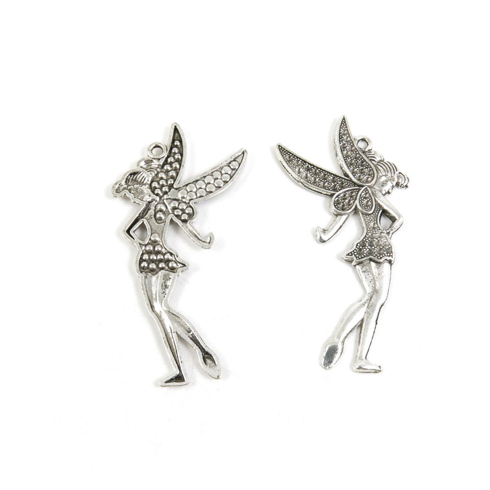 160PCS Antique Silver Tone Jewelry Charms - Fairy & Angel Pendants for DIY Crafting, Bulk Findings Supplies - Perfect for Necklaces, Bracelets, Scrapbooking and Gift Making