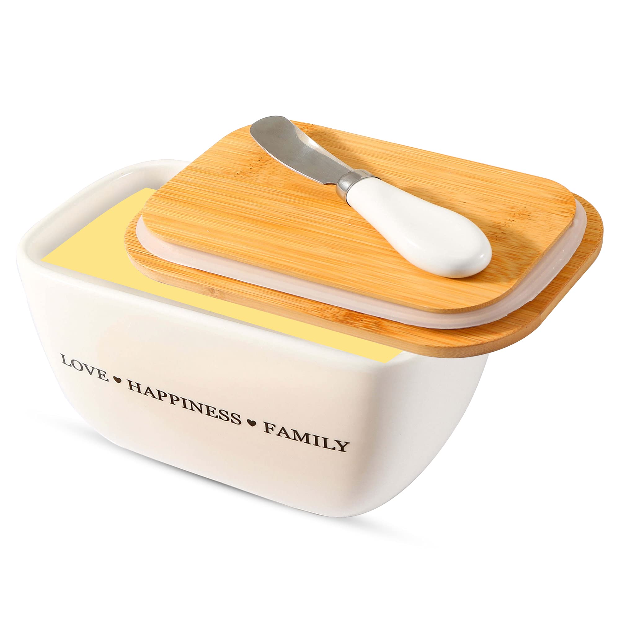 Ceramic Butter Dish with Lid and Knife Holder - Butter Keeper & Countertop Storage Container - Fresh Butter Tray for Kitchen, Dining Table, and Breakfast Buffet - by UNI-THGT