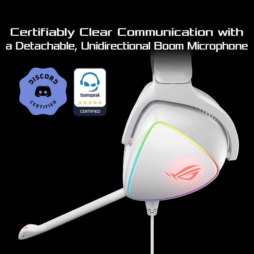 ASUS ROG Delta RGB Gaming Headset with Hi-Res ESS Quad-DAC | Circular RGB Lighting | USB-C for PC, PS5, Xbox & Mobile | Detachable Mic | White - Perfect for Competitive Gaming & Streaming