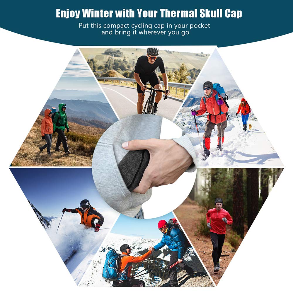 Hikenture Thermal Skull Cap Helmet Liner - Winter Beanie for Men & Women - Warm Fleece Lining for Skiing, Snowboarding & Outdoor Activities