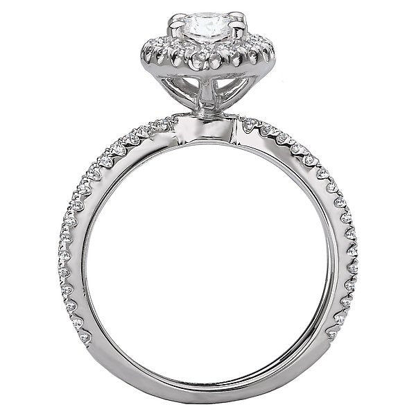 18KT White Gold 1/2 CTW Marquise Diamond Halo Split Shank Engagement Ring Setting - Perfect for 1 CT Center Stone, Ideal for Proposals & Weddings