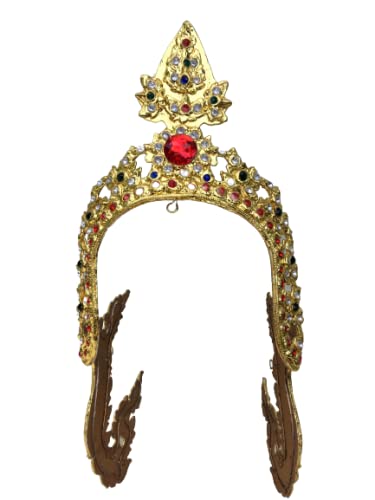 Authentic Thai Dance Headdress Gold Crown Ram Thai Costume for Traditional Performances & Cultural Events | Perfect for Dancers, Cosplay, and Stage Shows