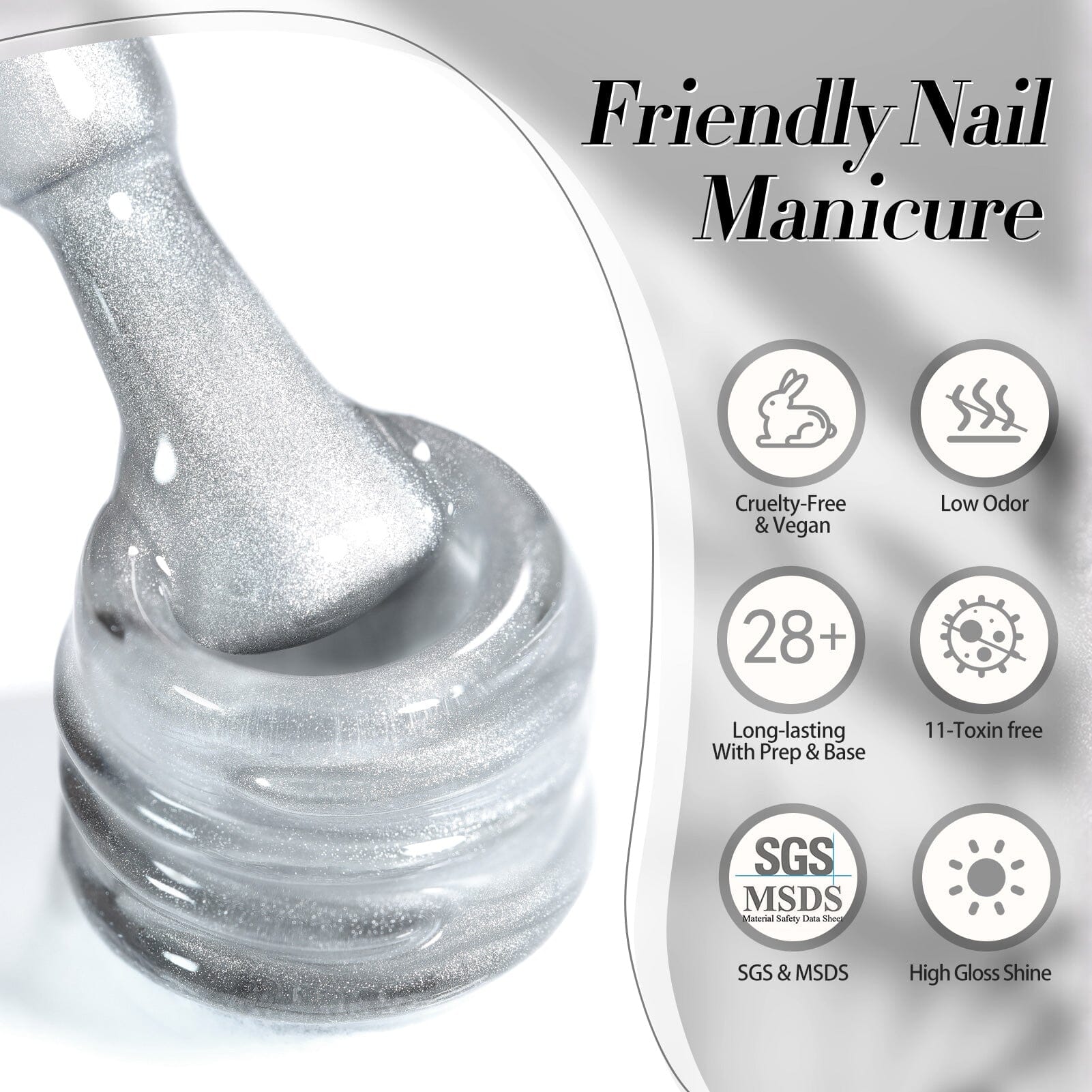 White Cat Magnetic Gel Polish MY77 - 15ml Flowing Light White Nail Polish for Salon & Home Manicures - Perfect for Nail Art, French Tips & Special Occasions