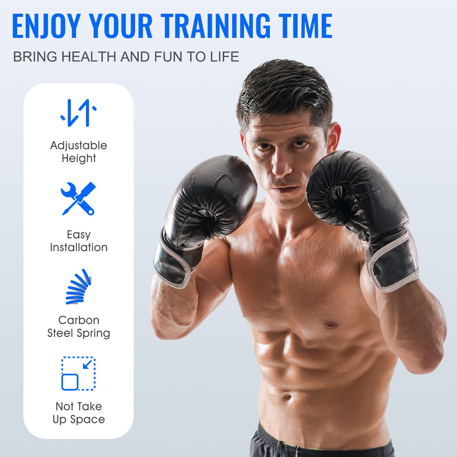 Reflex Speed Bag - Heavy Duty Free Standing Punching Bag with Adjustable Height & Reinforced Spring - Durable Stress Relief Boxing Equipment for Home Gym & Fitness Training - Perfect for Boxers, MMA Fighters & Cardio Workouts