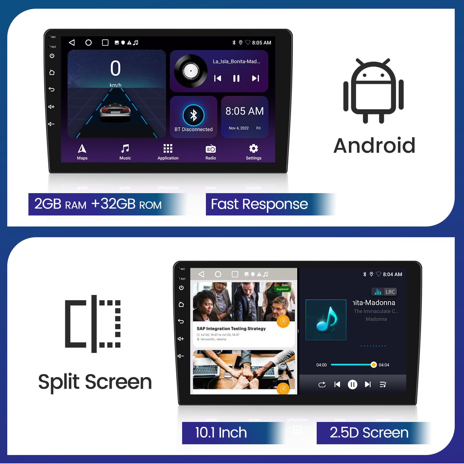 10.1 Inch Android 13 Car Stereo for Toyota Camry 2012-2014 | 2+32GB with Wireless CarPlay & Android Auto | Hikity Touchscreen GPS Navigation Bluetooth FM RDS | Backup Camera Included | Perfect for Commuting & Road Trips
