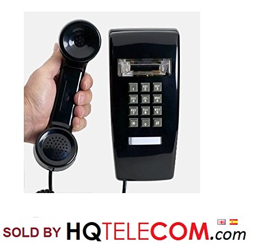 Industrial Wall Phone with Dialpad & Wallplate - Black Retro Office Phone for Warehouse, Factory & Workshop - HQTelecom
