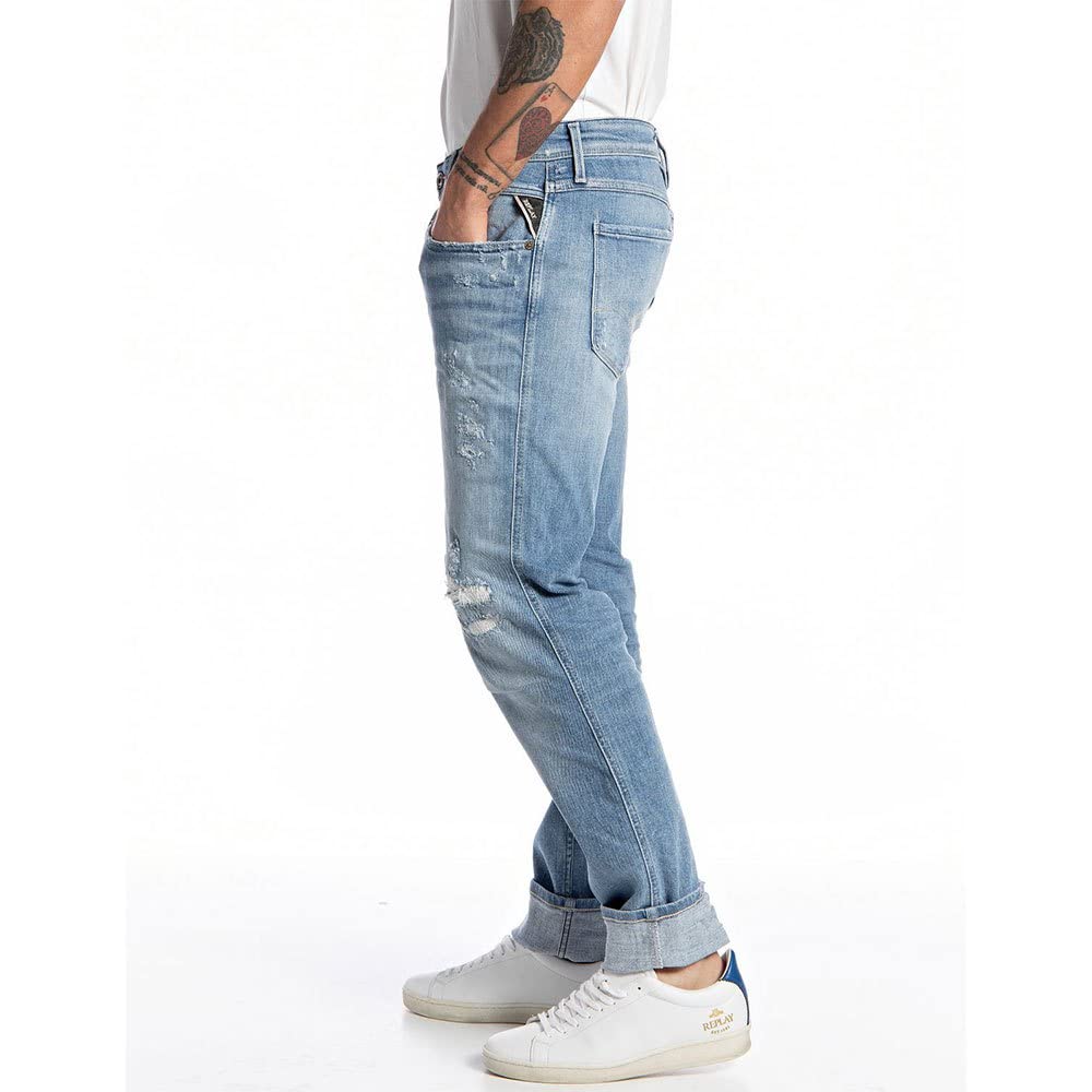 Replay Anbass Vintage Distressed Men's Jeans - Classic Slim Fit Denim Pants for Casual Wear & Everyday Style