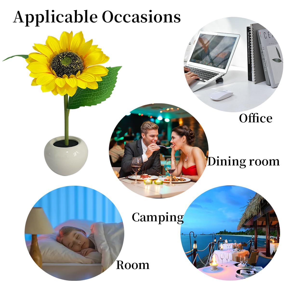 Artificial LED Sunflower Lamp with Ceramic Pot - Table Light & Night Light for Home Office Decor, Housewarming Gift Idea - Perfect for Bedroom, Living Room & Desk Decorations