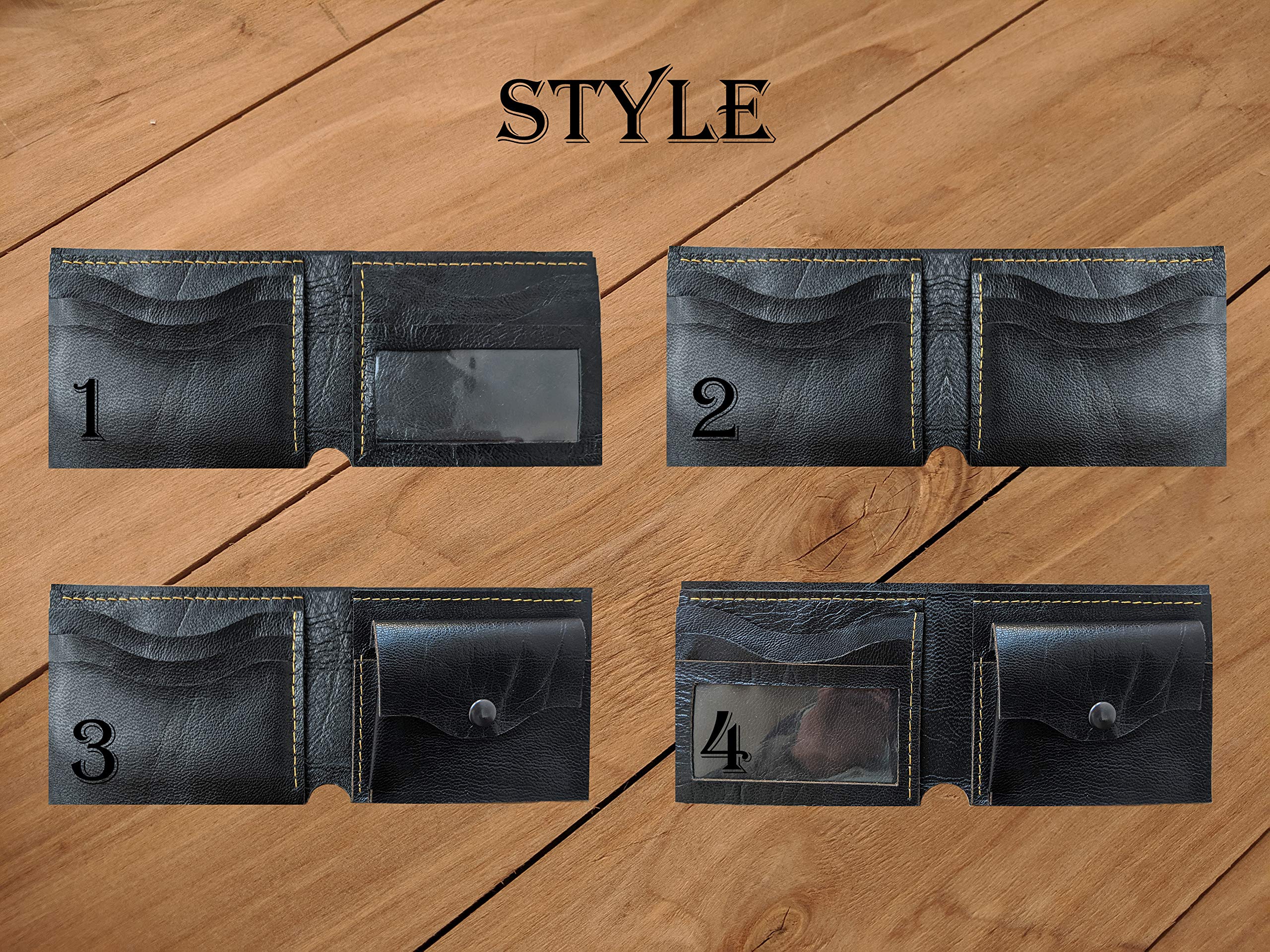 **Handmade 3D Genuine Leather Bifold Wallet for Men - Gray Wolf Carved & Tooled Design with Airbrush Art - Custom Personalized Gift for Dad, Husband, or Boyfriend (A28)**    *(Perfect for Everyday Use, Travel, Gifting, and Special Occasions)*