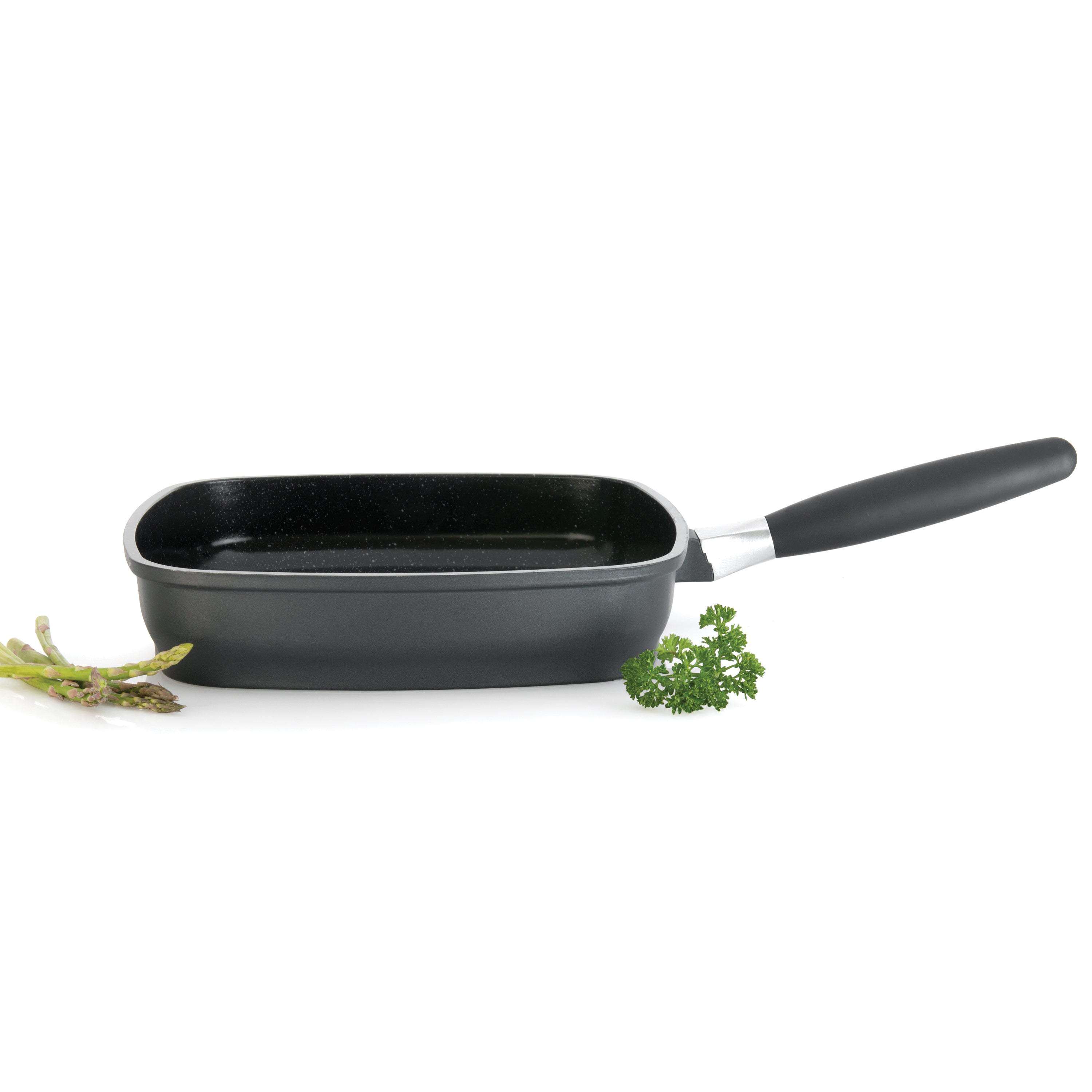 BergHOFF Scala 9.5 Inch Square Nonstick Grill Pan with Removable Handle - Cast Aluminum Cookware for Indoor/Outdoor Grilling, Perfect for Steaks, Burgers & Vegetables