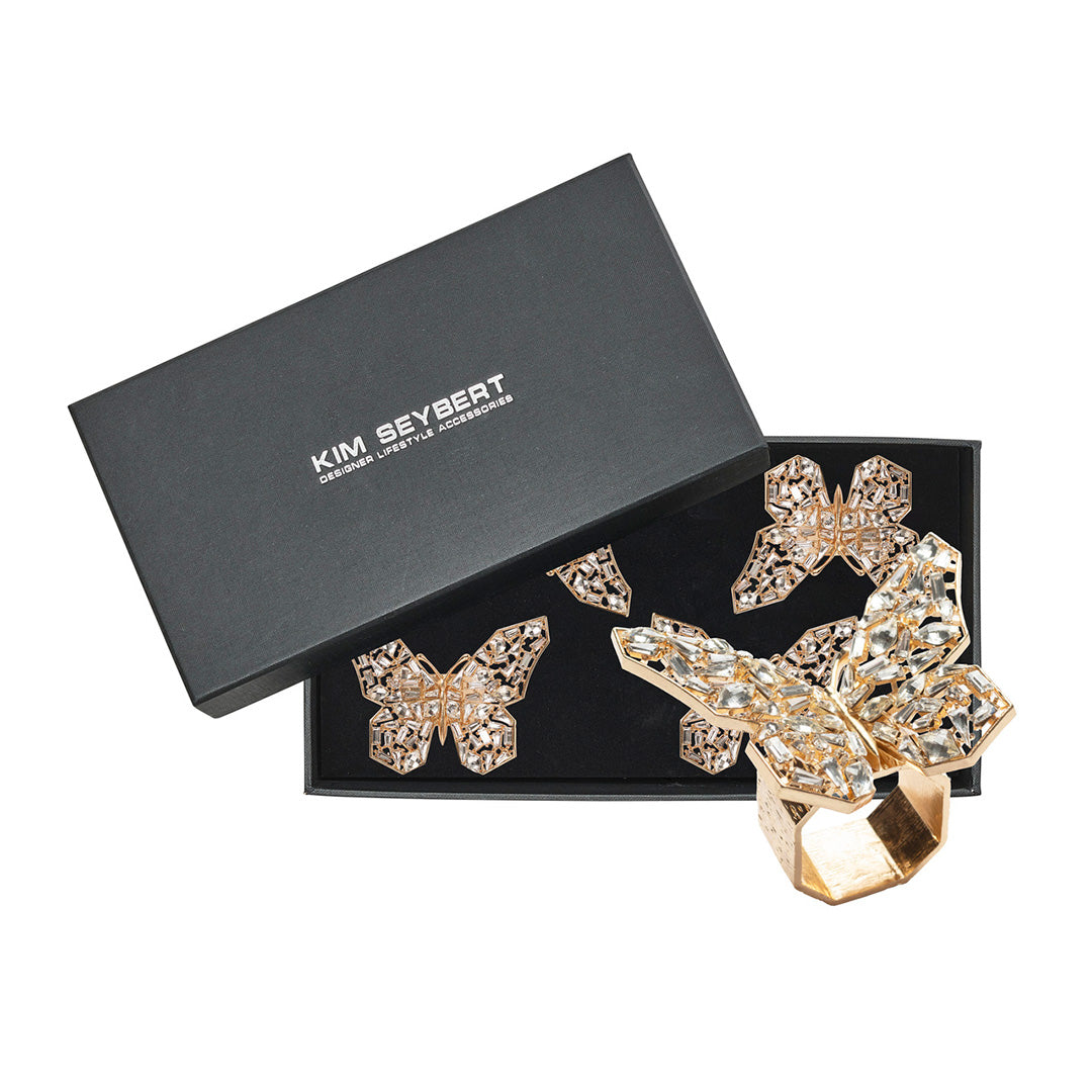 Elegant Papillon Napkin Rings Set of 4 - Butterfly Design Tableware for Wedding, Dinner Party & Holiday Decorations