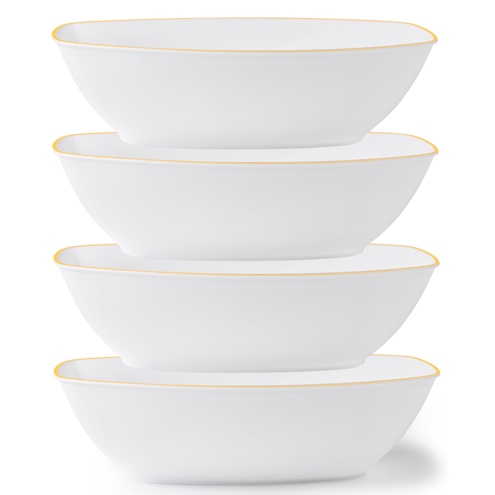 72 oz. White and Gold Rim Oval Salad Bowl Set of 4 - Perfect for Family Dinners, Parties, and Entertaining Guests