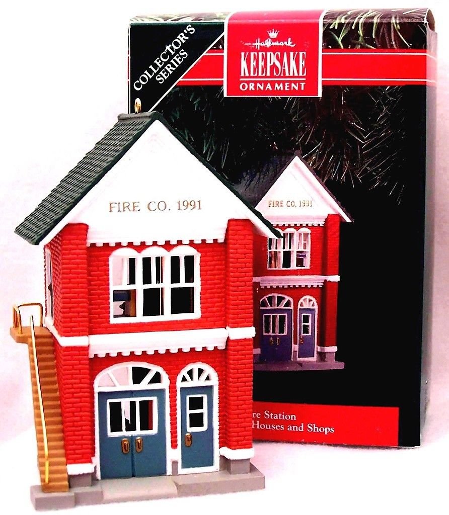 Hallmark Fire Station Nostalgic Houses & Shops 8th Series 1991 Christmas Ornament QX4139 - Perfect for Holiday Decorations & Collectors