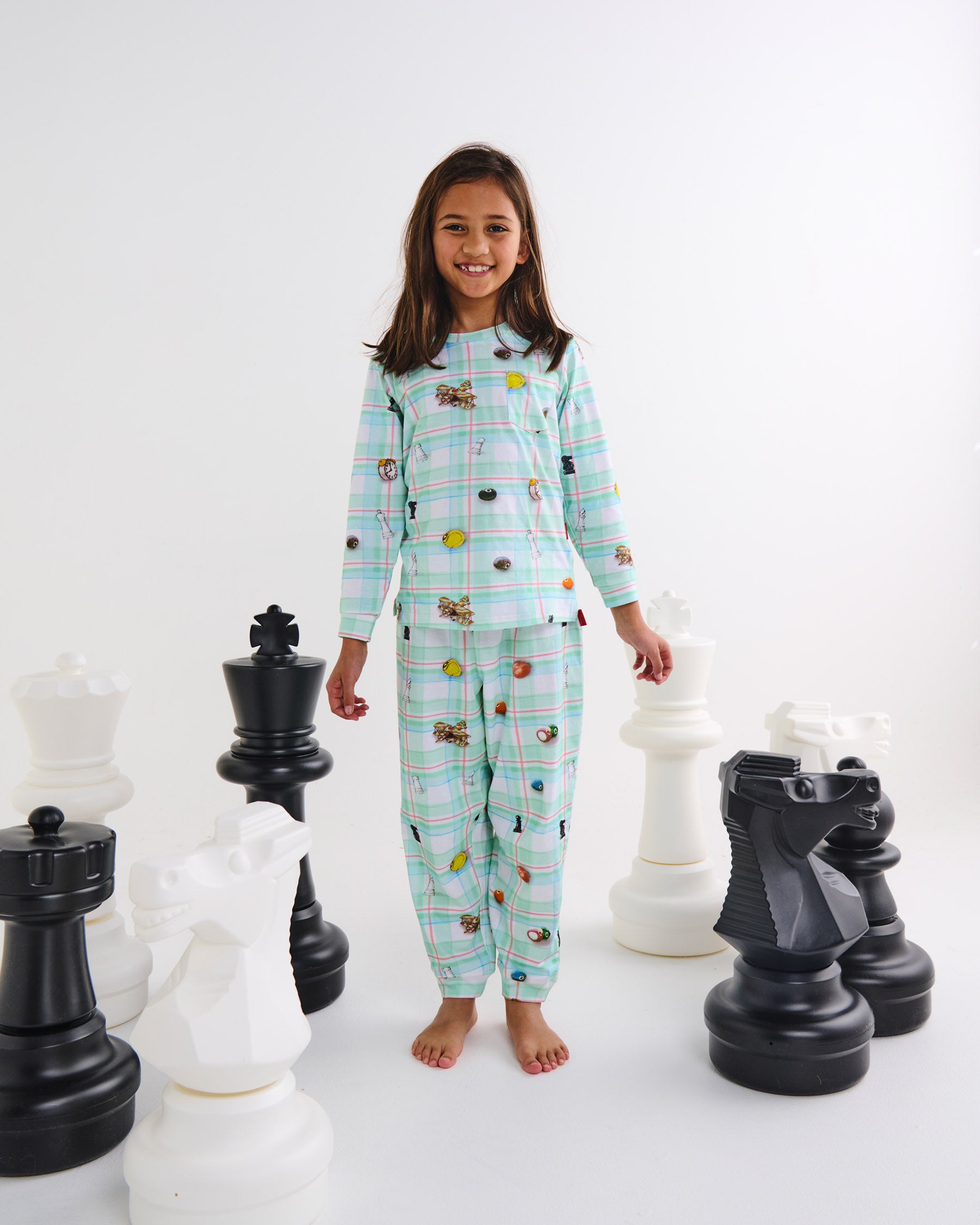 Kip&Co x Eleventh Hour Snookered Tartan Kids Organic Cotton Long Sleeve Top & Pants Pajama Set - Soft & Comfortable Sleepwear for Boys & Girls - Perfect for Bedtime, Lounging & Family Matching Pajamas