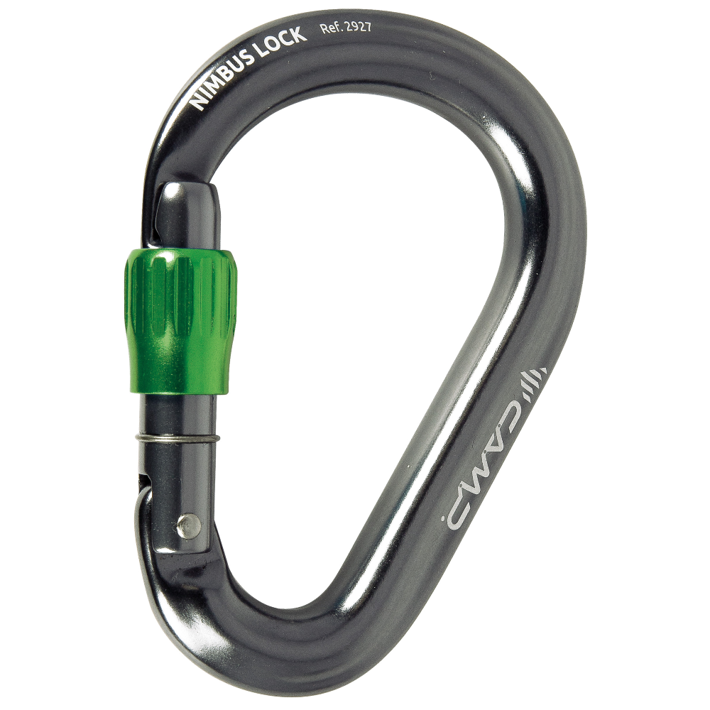 CAMP Nimbus Lock Carabiner - Gun Metal Green - Heavy Duty Climbing & Outdoor Gear for Hiking, Camping & Safety Equipment