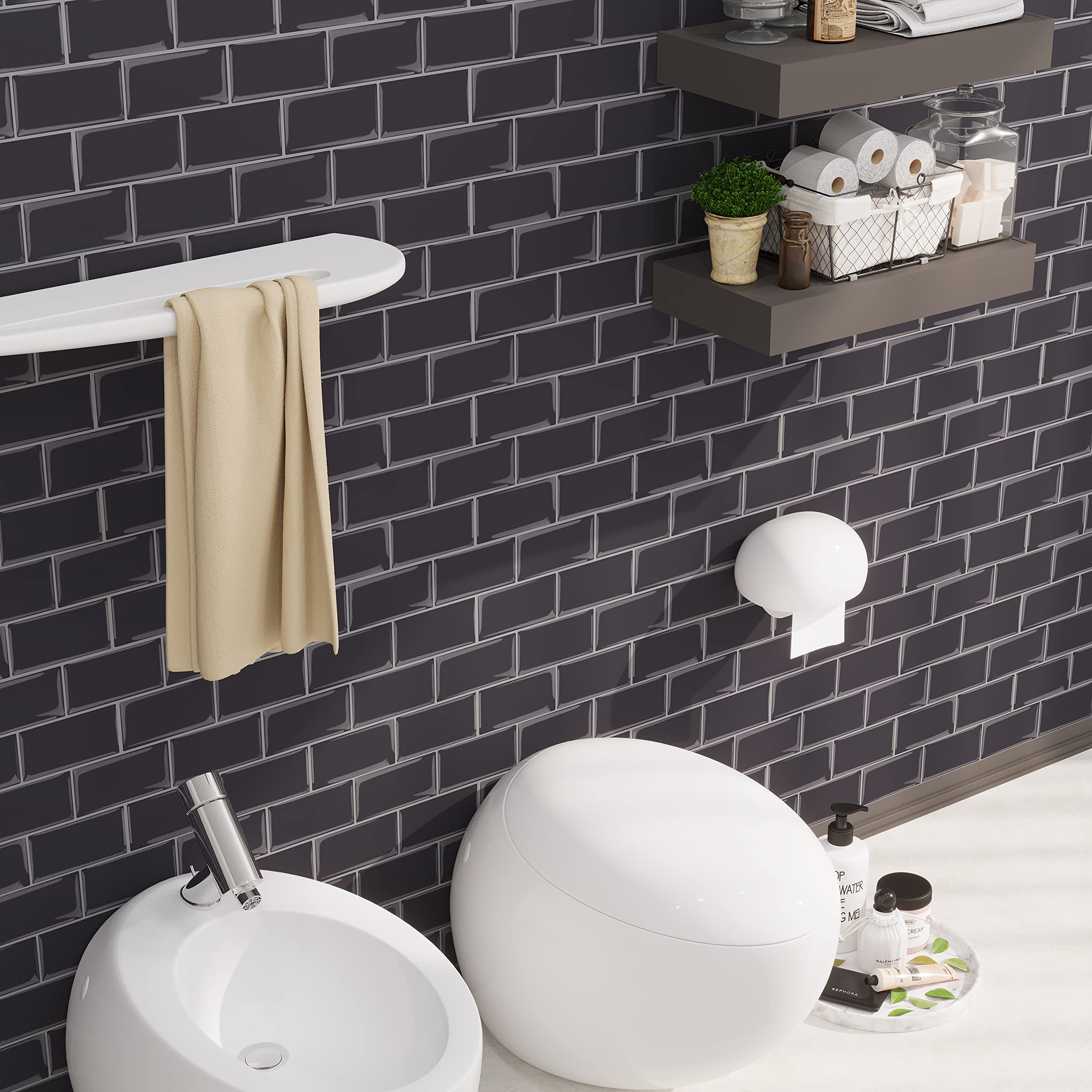 3D Gel Subway Tiles - Peel & Stick Backsplash for Kitchen & Bathroom - 5x5 PVC Tiles for Easy DIY Home Decor