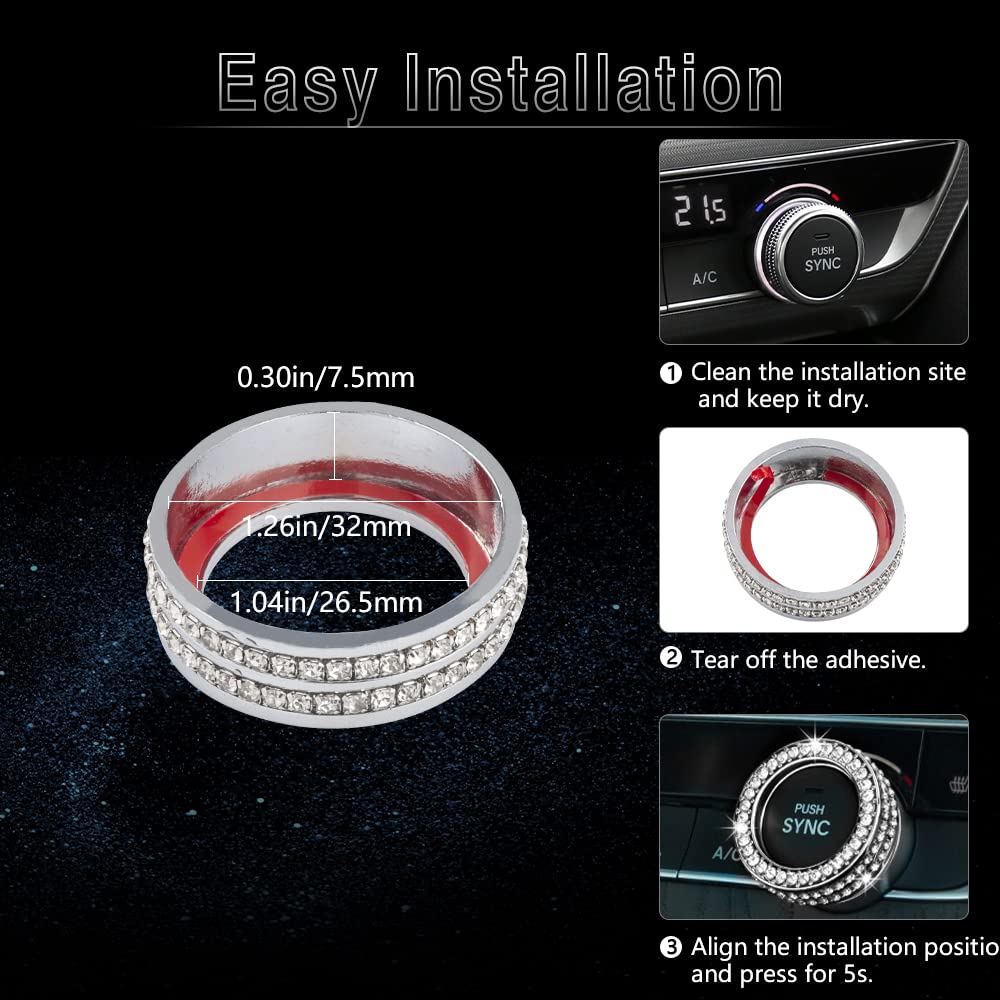PIFOOG Crystal AC Knob Covers for Honda Accord 2018-2020 (10th Gen) - 3PCS Interior Trim Accessories - Perfect for Sedan, Sport, EX, EX-L & LX Models - Upgrade Your Car's AC Controls with Stylish Protection