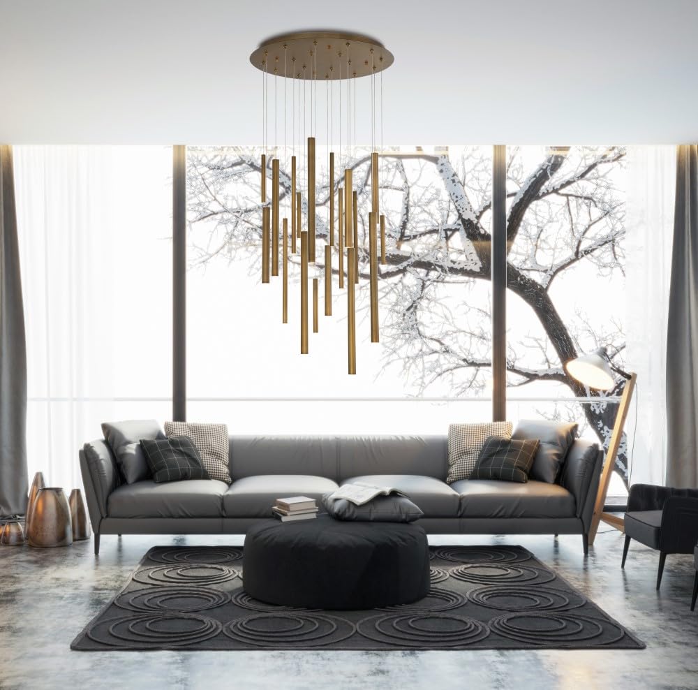 Eurofase Santana 18-Light Chandelier in Satin Nickel Finish - Elegant Dining Room & Entryway Lighting Fixture for Modern Homes