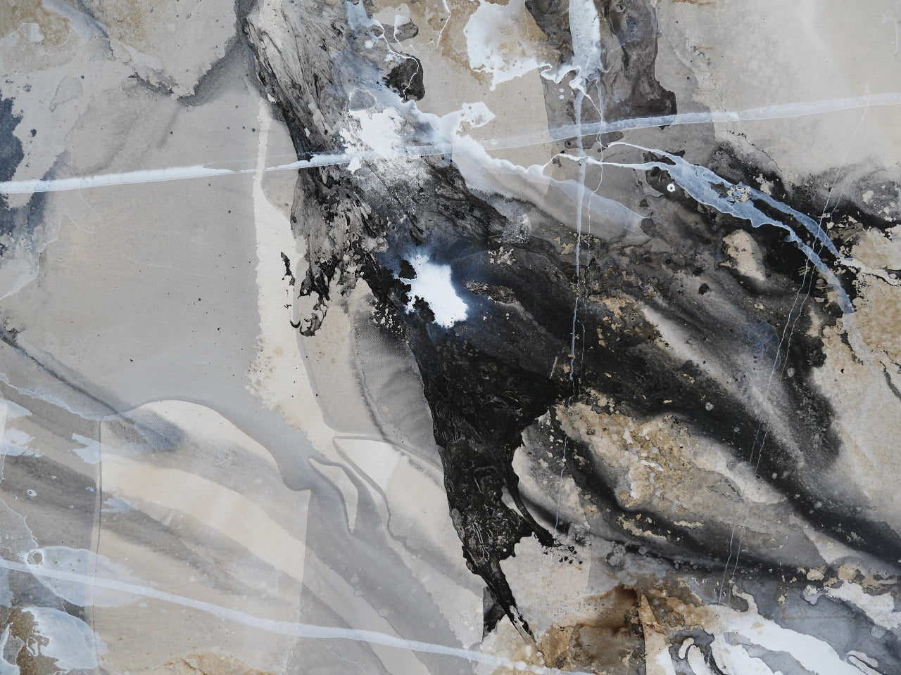 Abstract Blended Inks Painting - 270cm x 120cm Large Wall Art for Living Room, Office & Bedroom Decor