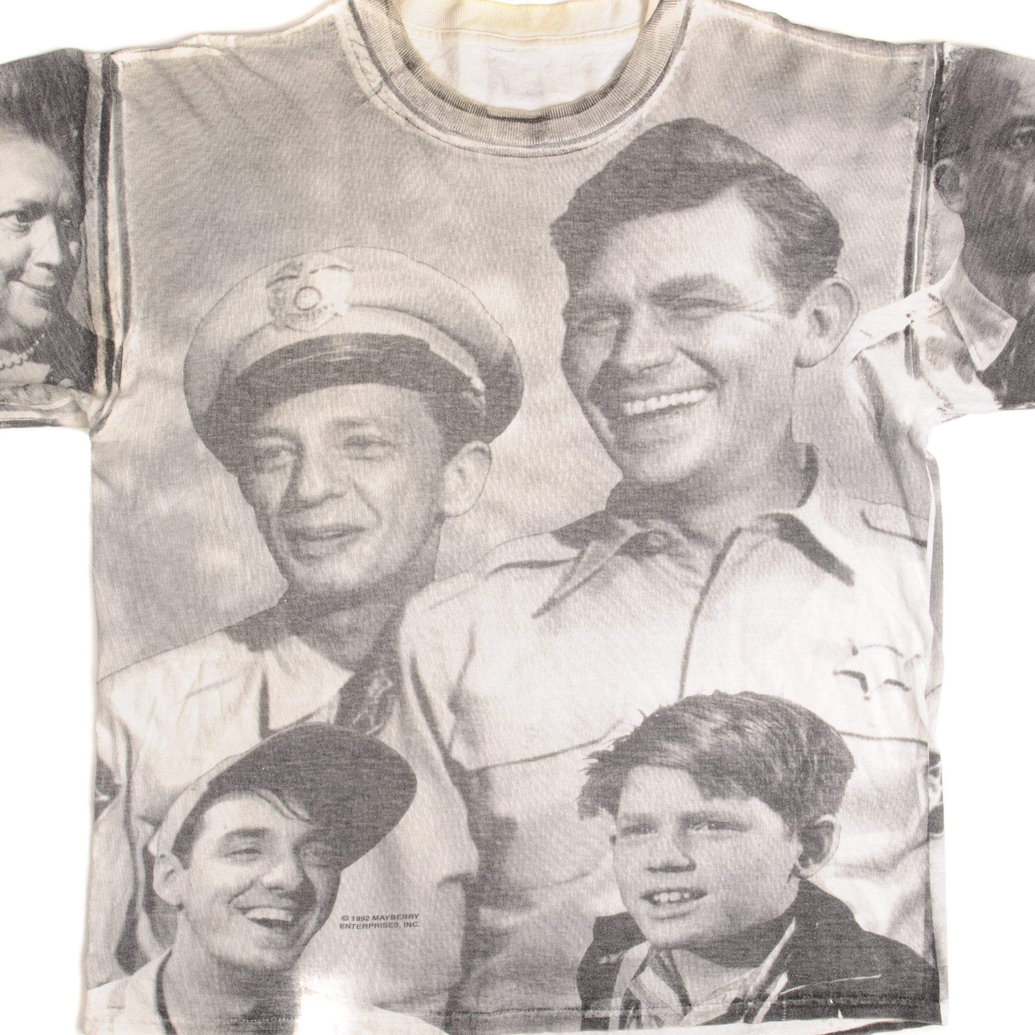 Vintage Andy Griffith Show All Over Print T-Shirt 1992 - Large Size - Retro TV Show Merchandise for Fans & Collectors - Perfect for Casual Wear, Cosplay, and Gift Giving