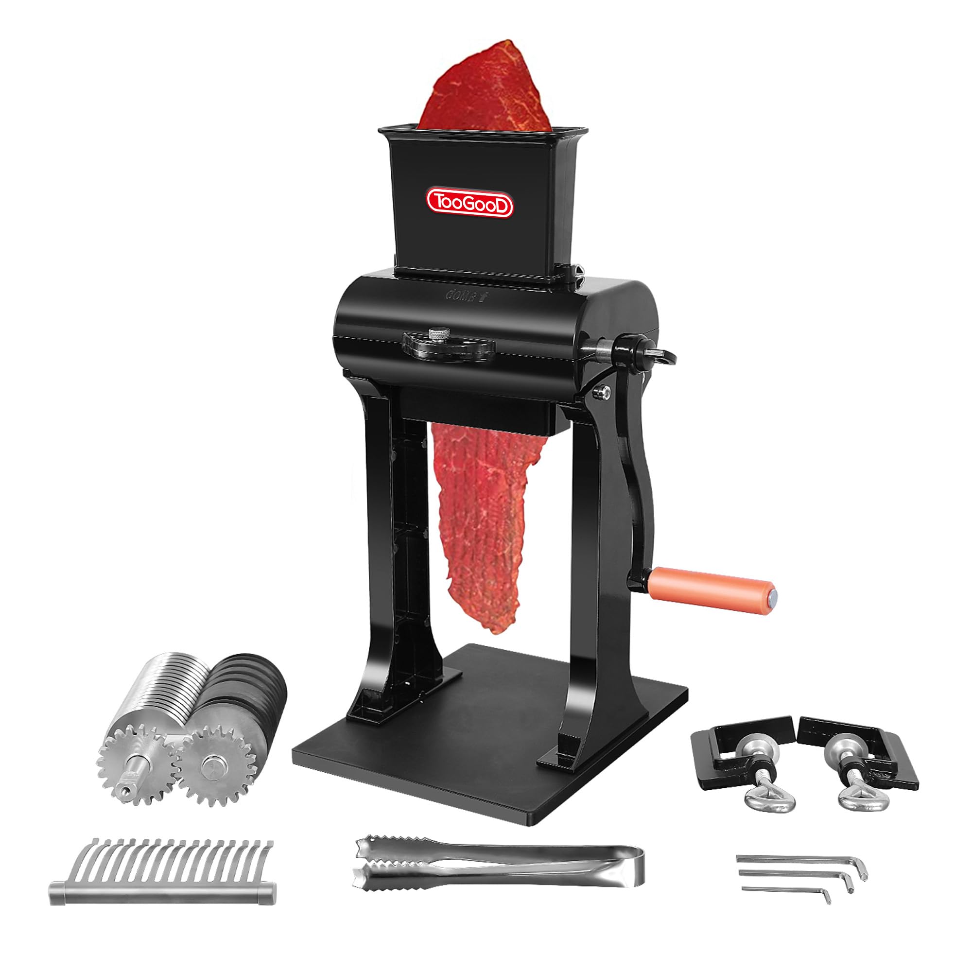 Premium 2-in-1 Manual Meat Tenderizer & Jerky Slicer with 2 Stainless Steel Blade Sets - Tenderizing & Slicing Blades for Beef, Chicken, Pork - Perfect for Home Cooking, BBQ, Camping & Meal Prep