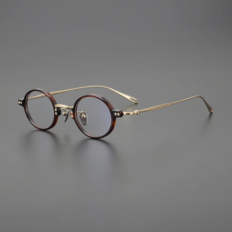 Stylish Black Unisex Acetate & Titanium Round Eyeglasses Frame 65956 - Perfect for Work, Reading & Fashion Accessories