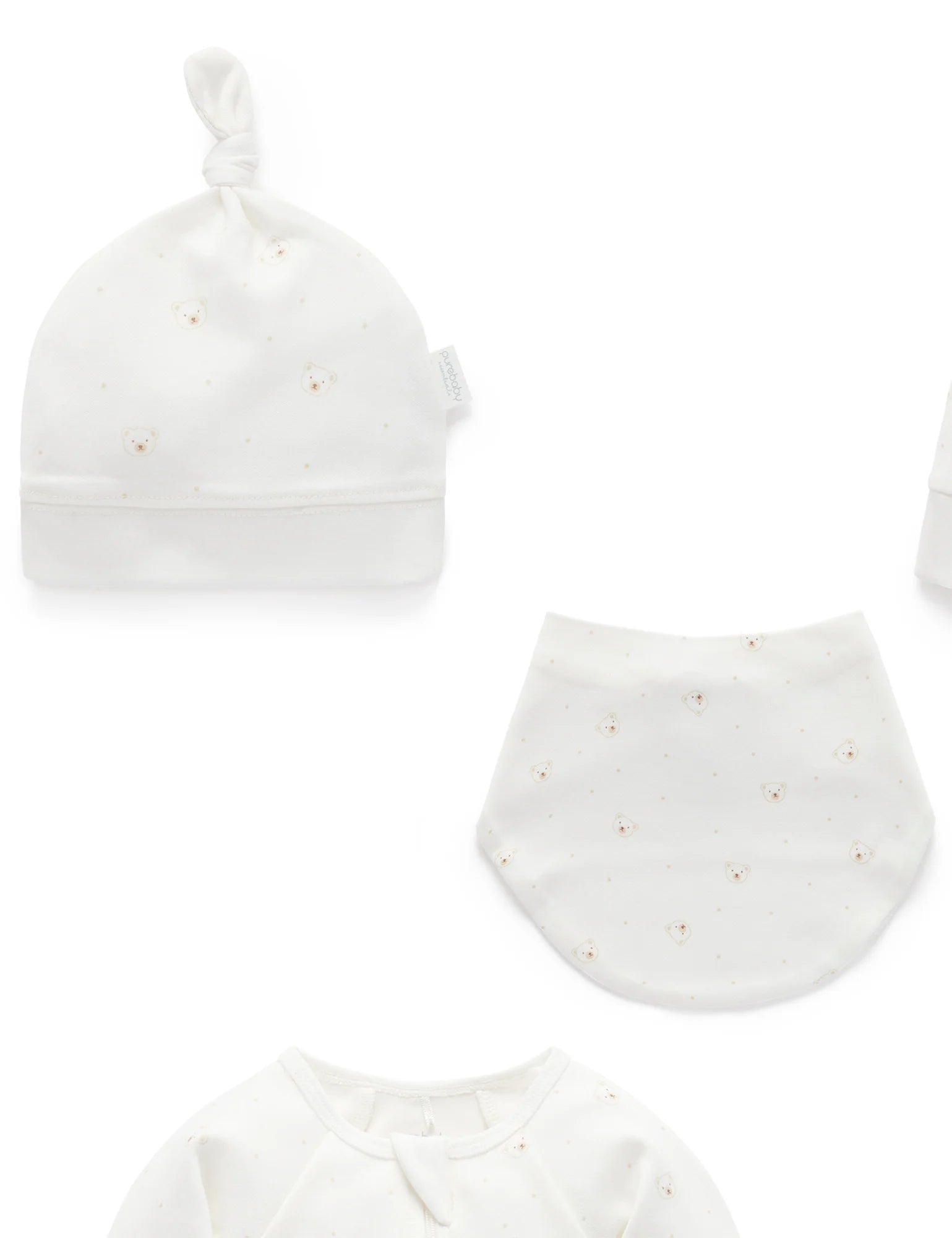 Purebaby Organic Vanilla Bear Welcome Baby Gift Set - $120 Value | Newborn Essentials & Baby Shower Gifts for Boys & Girls | Perfect for Nursery Decor & First Birthday Presents