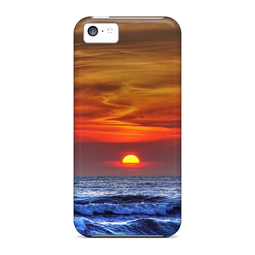 Premium TPU Protective Case for iPhone 5C - Shatterproof Shockproof Cover with Stunning Sea Sunset Design | Perfect for Beach Vacations, Outdoor Adventures & Everyday Use
