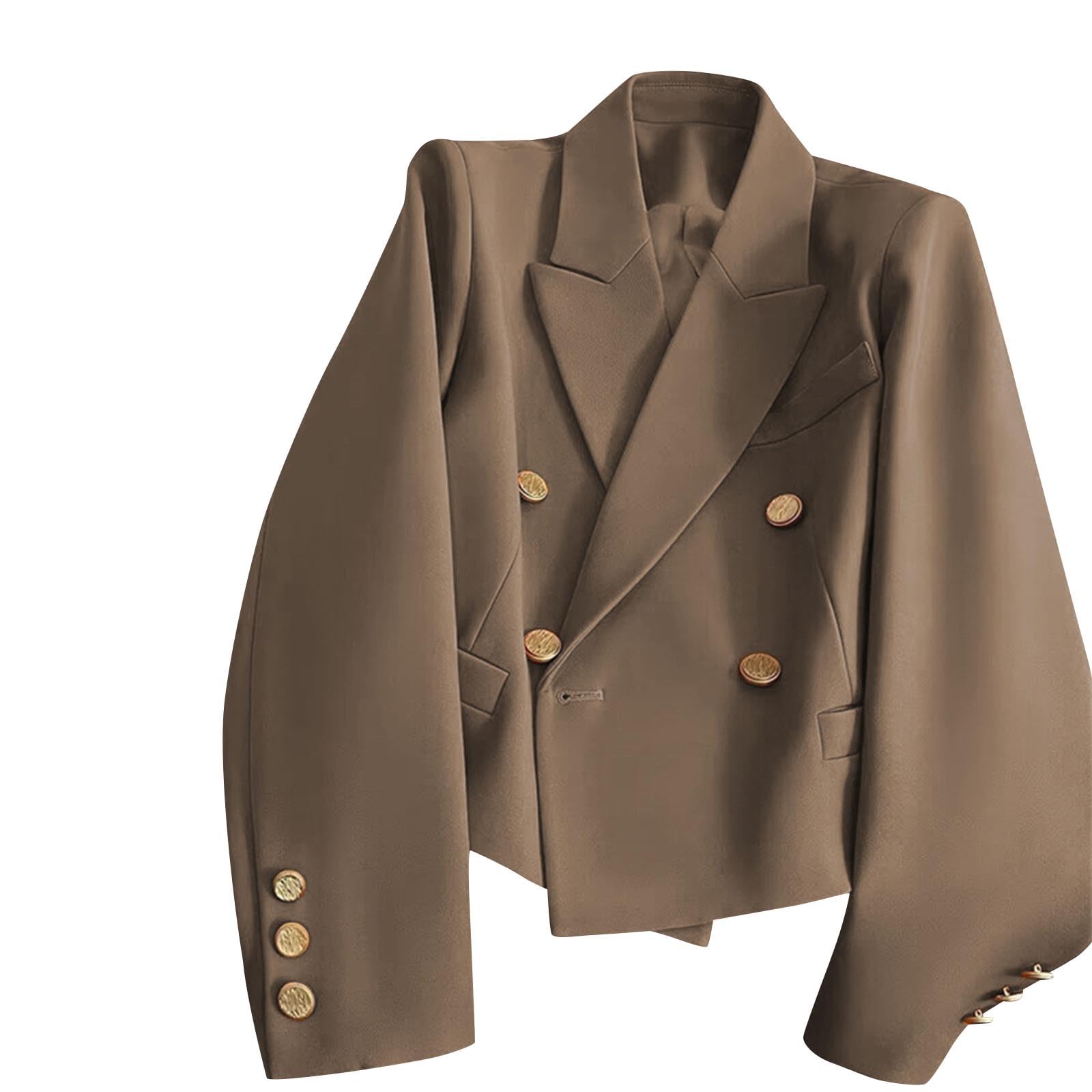 Women's Double Breasted Cropped Blazer - 2024 Fall Fashion for Work & Office