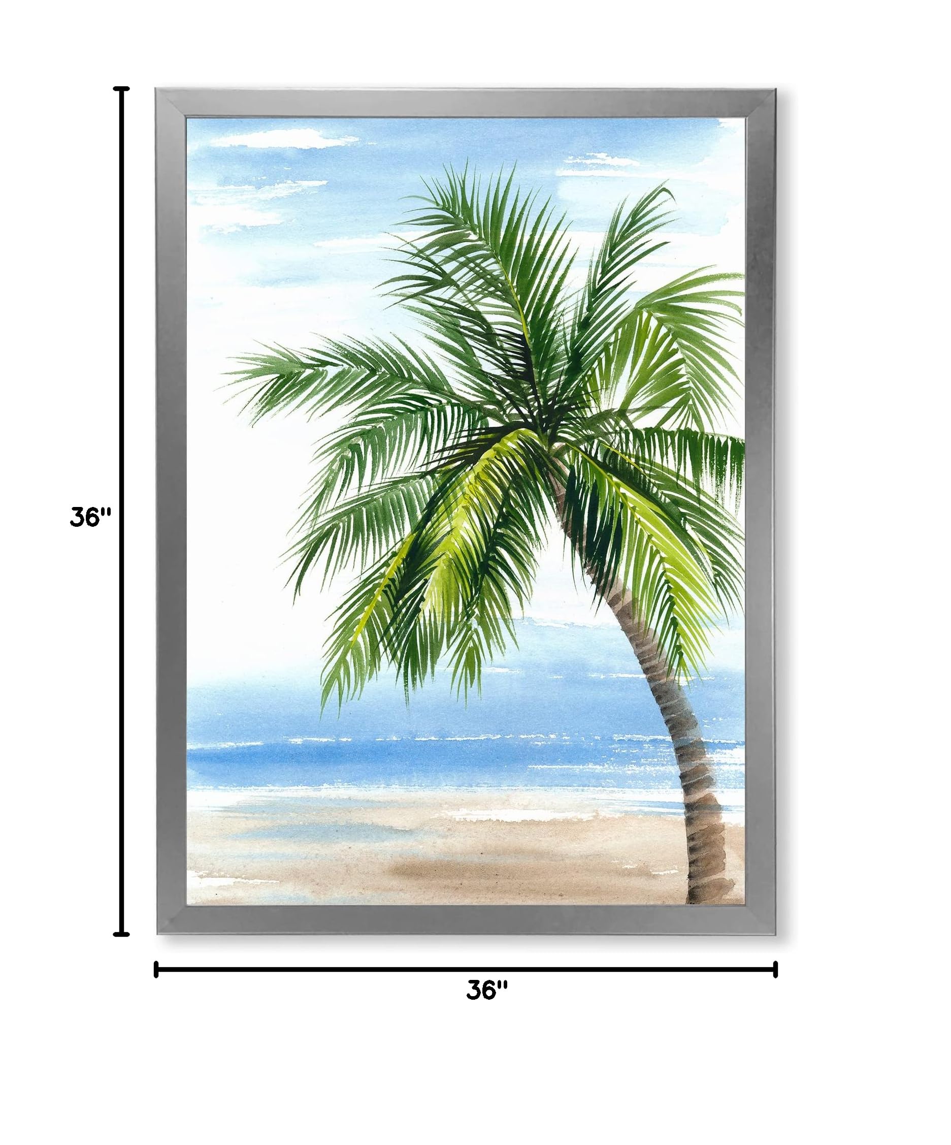 DesignQ Coastal Framed Wall Art - Beach Resort Palm Tree Nautical Decor for Living Room, Bedroom & Office