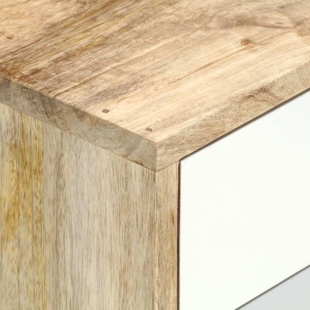 Modern Bedside Cabinet - Solid Mango Wood Nightstand with Storage Shelves, 18.5