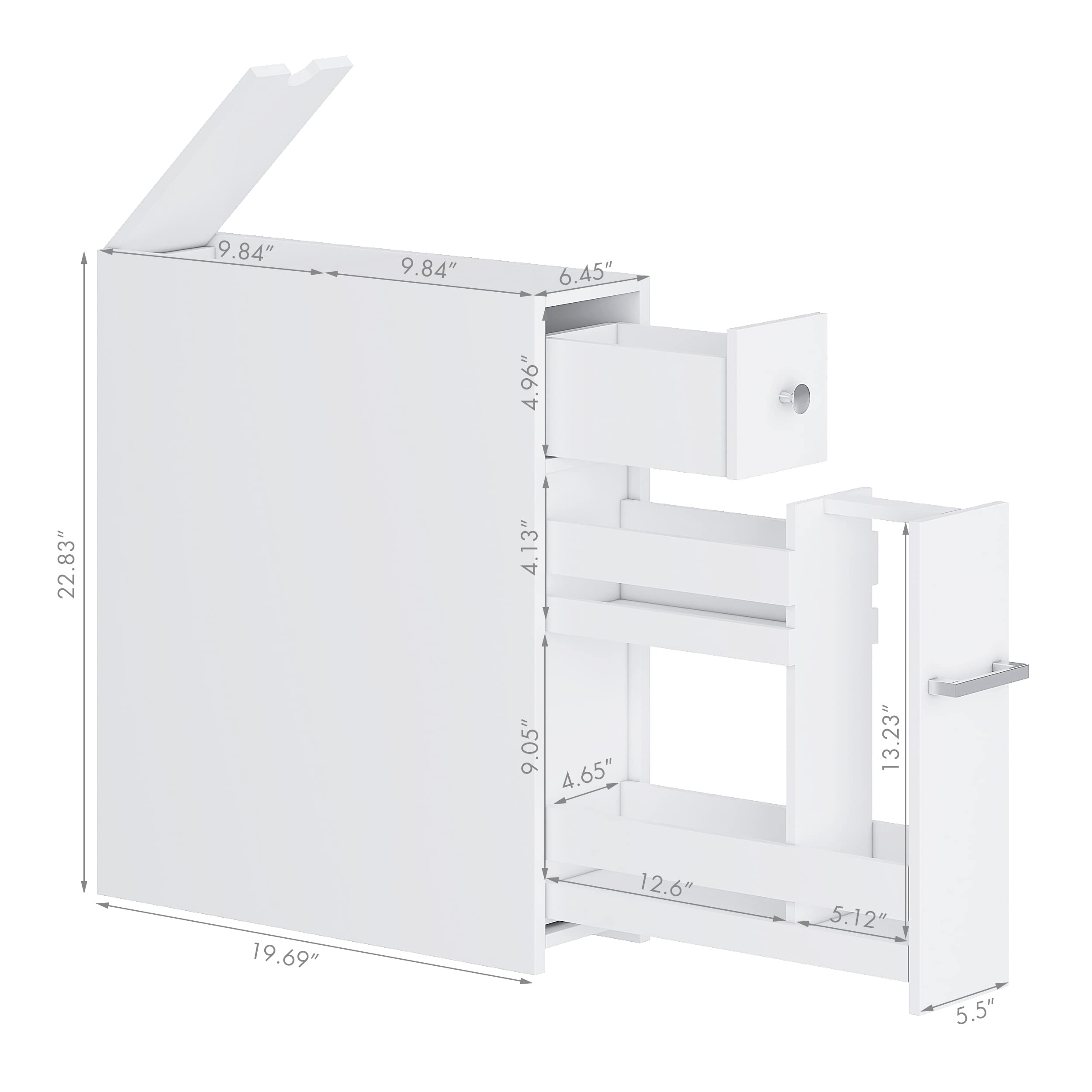 Slim Bathroom Storage Cabinet with Drawer - White for Toilet Paper & Essentials