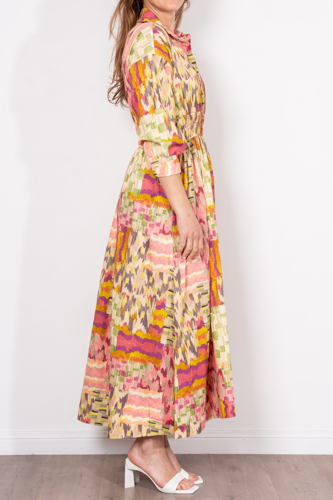 Kinney Emma Shirt Dress - Painterly Patchwork Floral Print Women's Casual Dress | Perfect for Spring Outfits, Brunch Dates & Summer Vacations