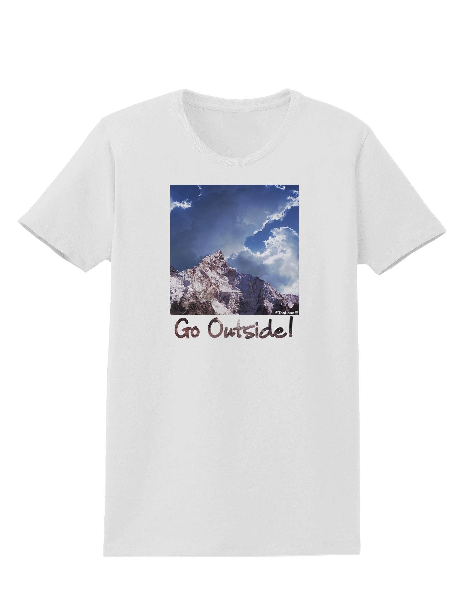 TooLoud Go Outside Mountain Graphic Women's T-Shirt - Comfortable Casual Tee for Hiking, Camping & Outdoor Adventures