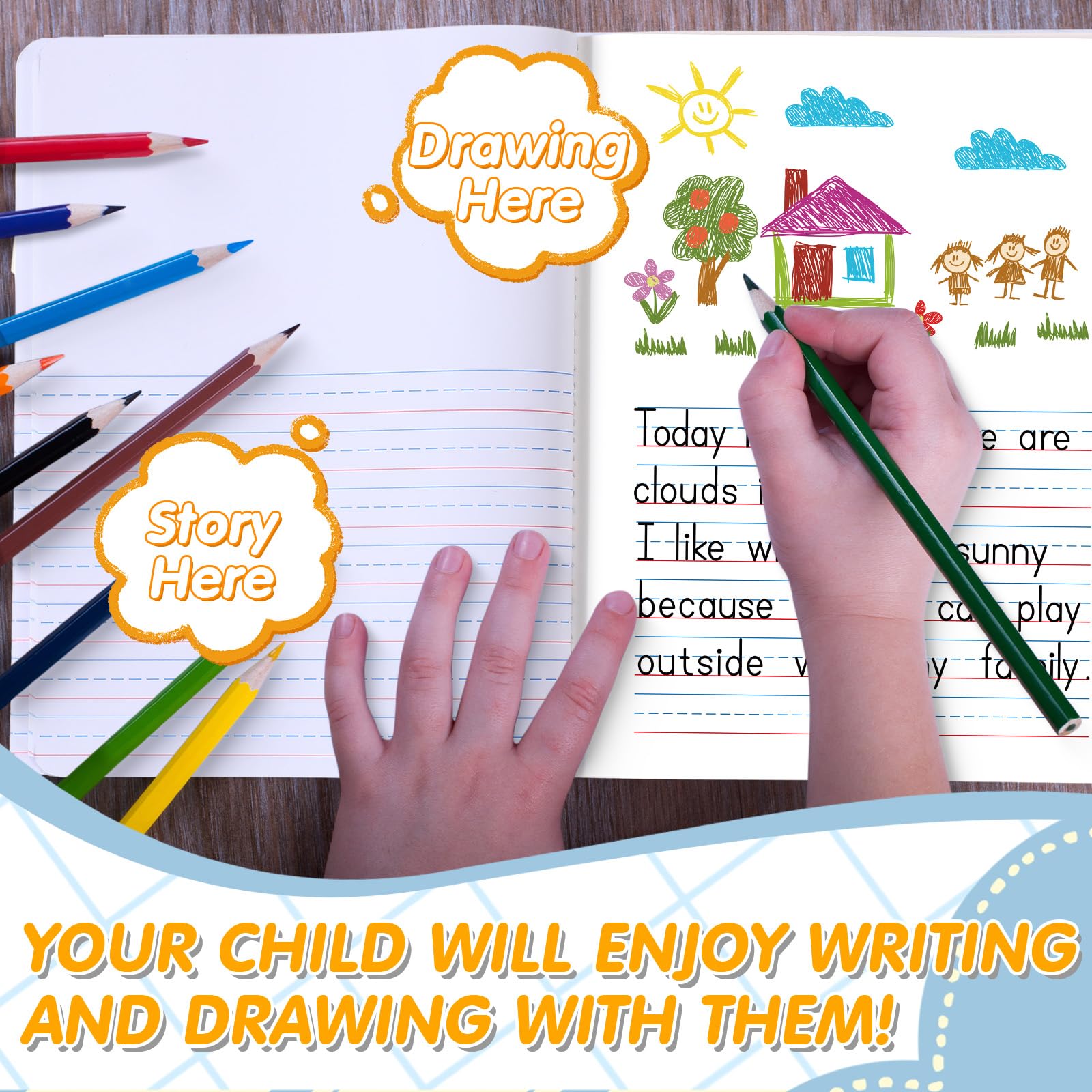 Fulmoon 100 Pcs Primary Composition Notebook K-2 with Picture Space - Draw and Write Journal for Kids, Preschool Classroom Supplies, 80 Sheets Multicolor - Perfect for Kindergarten Writing Practice, Homeschooling & Creative Storytelling