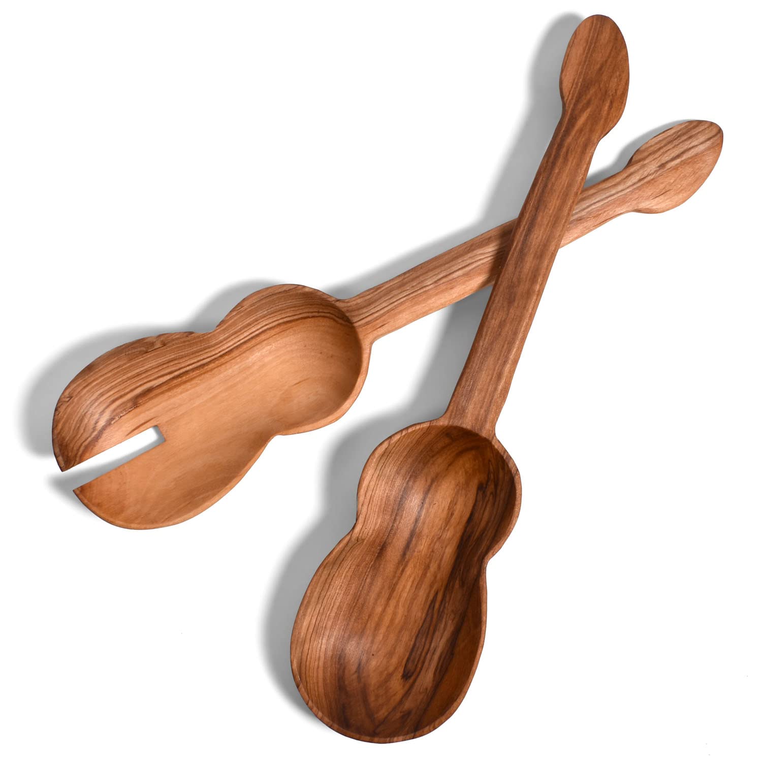 Handmade African Olive Wood Salad Serving Set - Fair Trade Artisan Carved in Kenya - Perfect for Gourmet Dining, Wedding Gifts & Kitchen Essentials