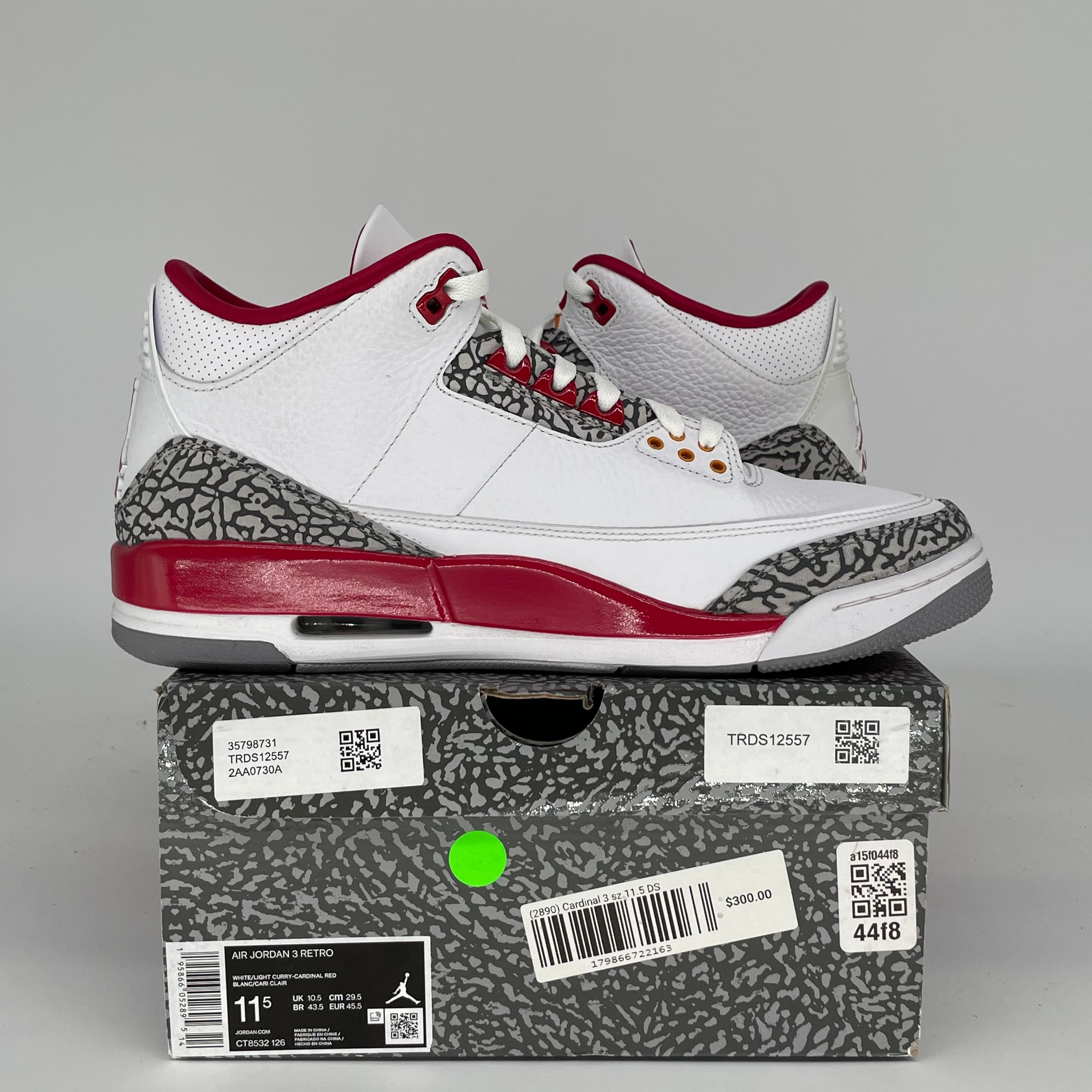 AIR JORDAN 3 Cardinal Red Retro Sneakers - Men's Size 11.5 (CT8532-126) | Authentic Basketball Shoes for Sports & Streetwear Fashion