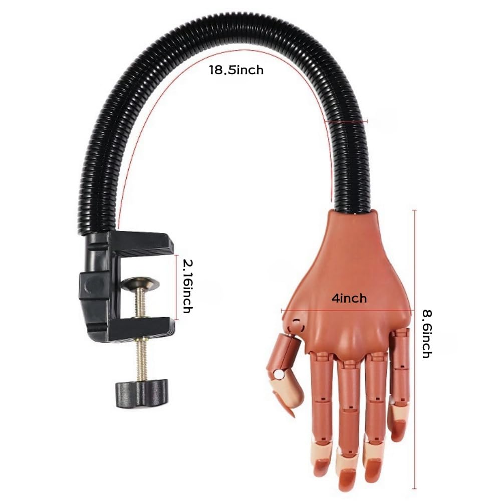 Professional Acrylic Nail Practice Hand - Flexible Mannequin Hand with 100 Nail Tips for Nail Art Training, Perfect for Beginners & Salon Practice - Ideal for Home, Beauty School & Professional Nail Technicians