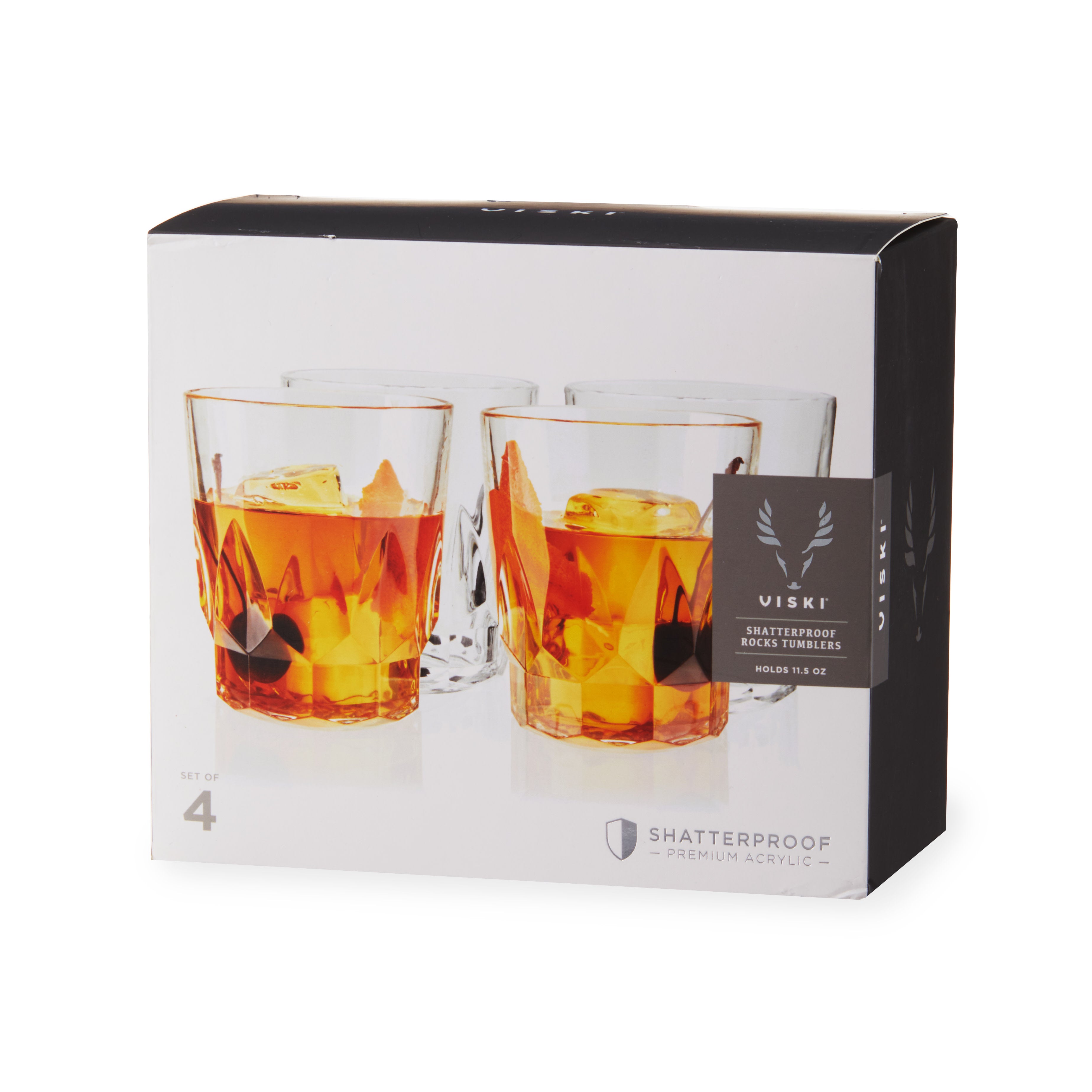 Shatterproof Acrylic Rocks Tumblers Set of 4 - BPA-Free Unbreakable Drinking Glasses for Whiskey, Cocktails & Iced Coffee - Perfect for Outdoor Parties, BBQs & Home Bar Use