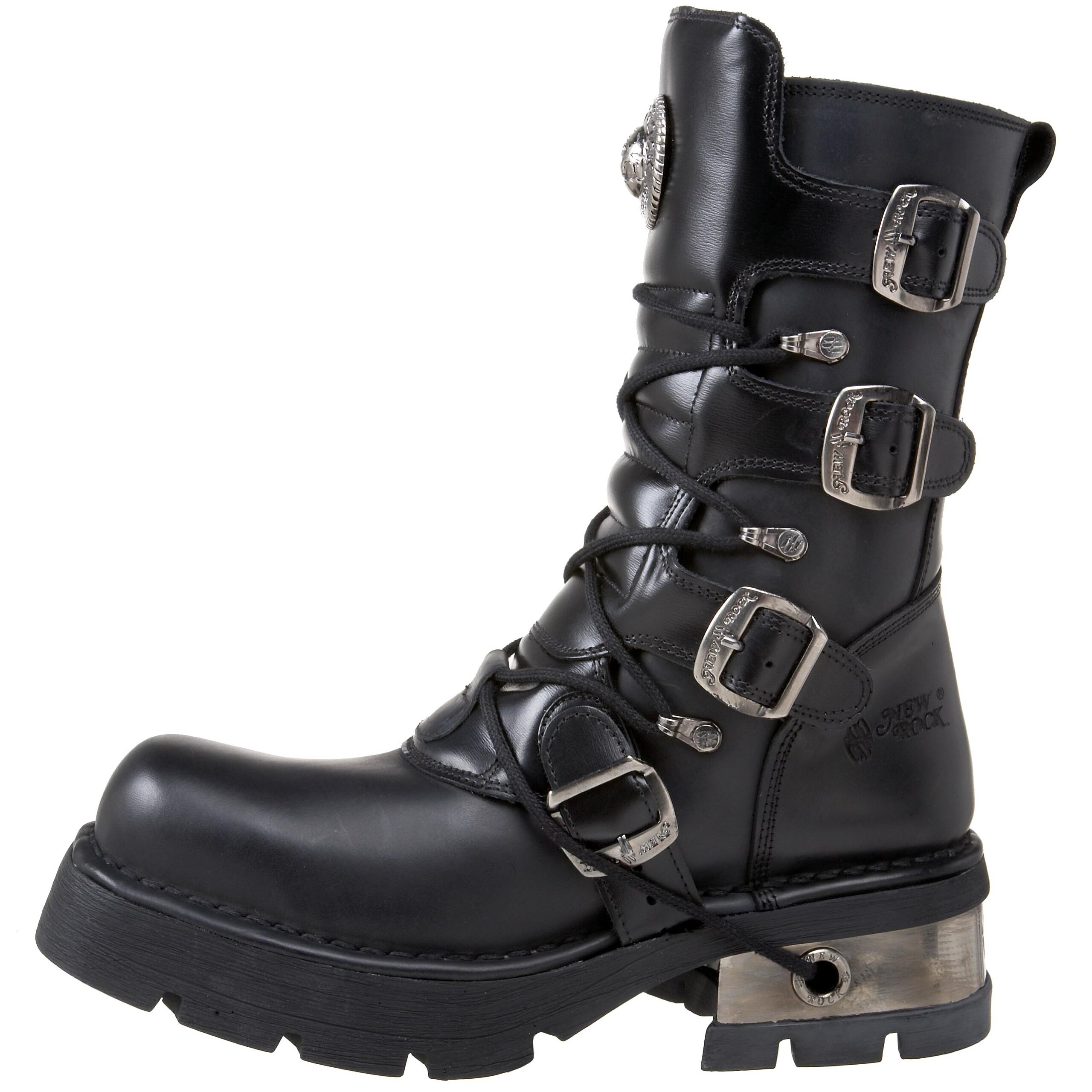 New Rock Men's Boots - Stylish & Durable Leather Combat Boots for Motorcycle Riding, Hiking & Outdoor Adventures