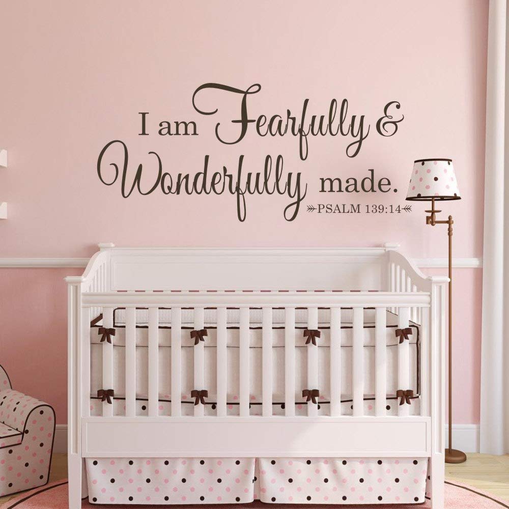 Bible Wall Decal - I Am Fearfully Made - Christian Nursery Art for Home Decor